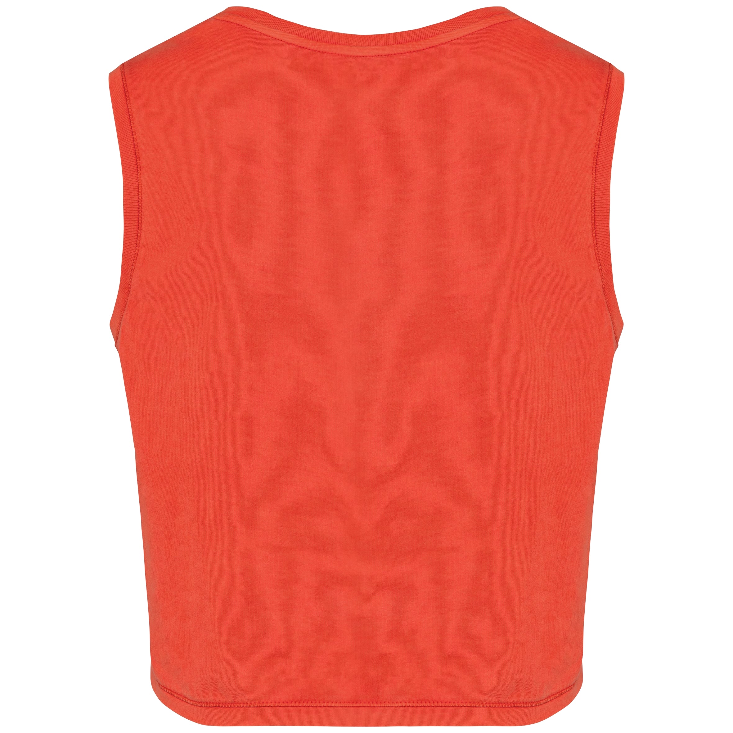 Ecologisch cropped mouwloos dames-T-shirt