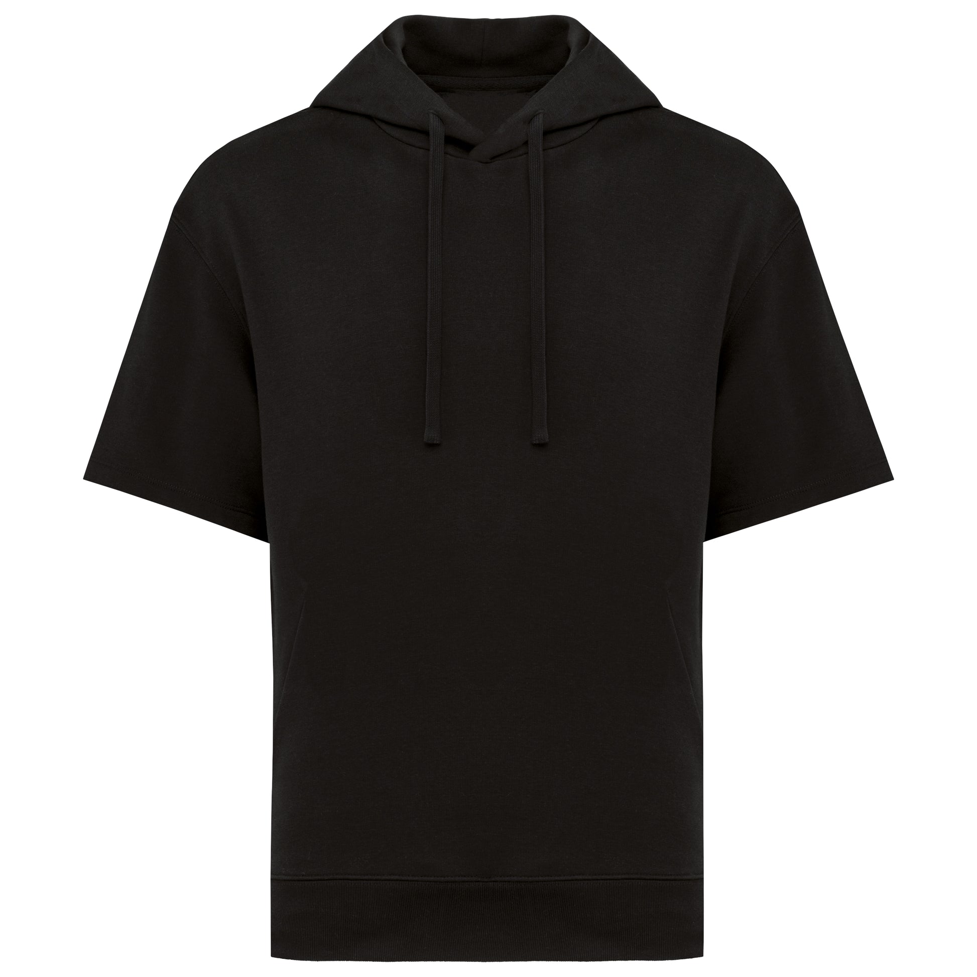 Duurzame sweater met capuchon en korte afhangende mouwen French Terry