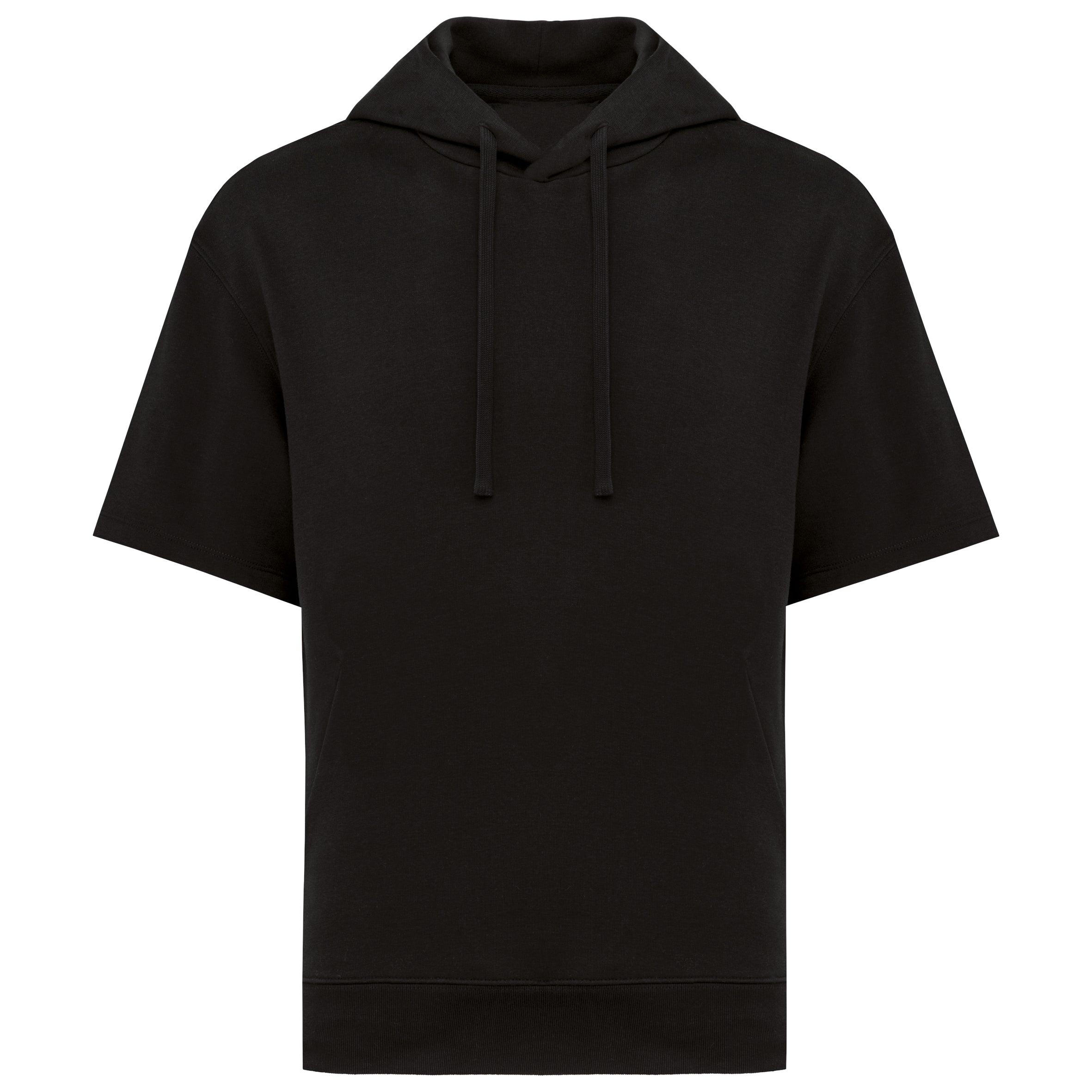 Duurzame sweater met capuchon en korte afhangende mouwen French Terry