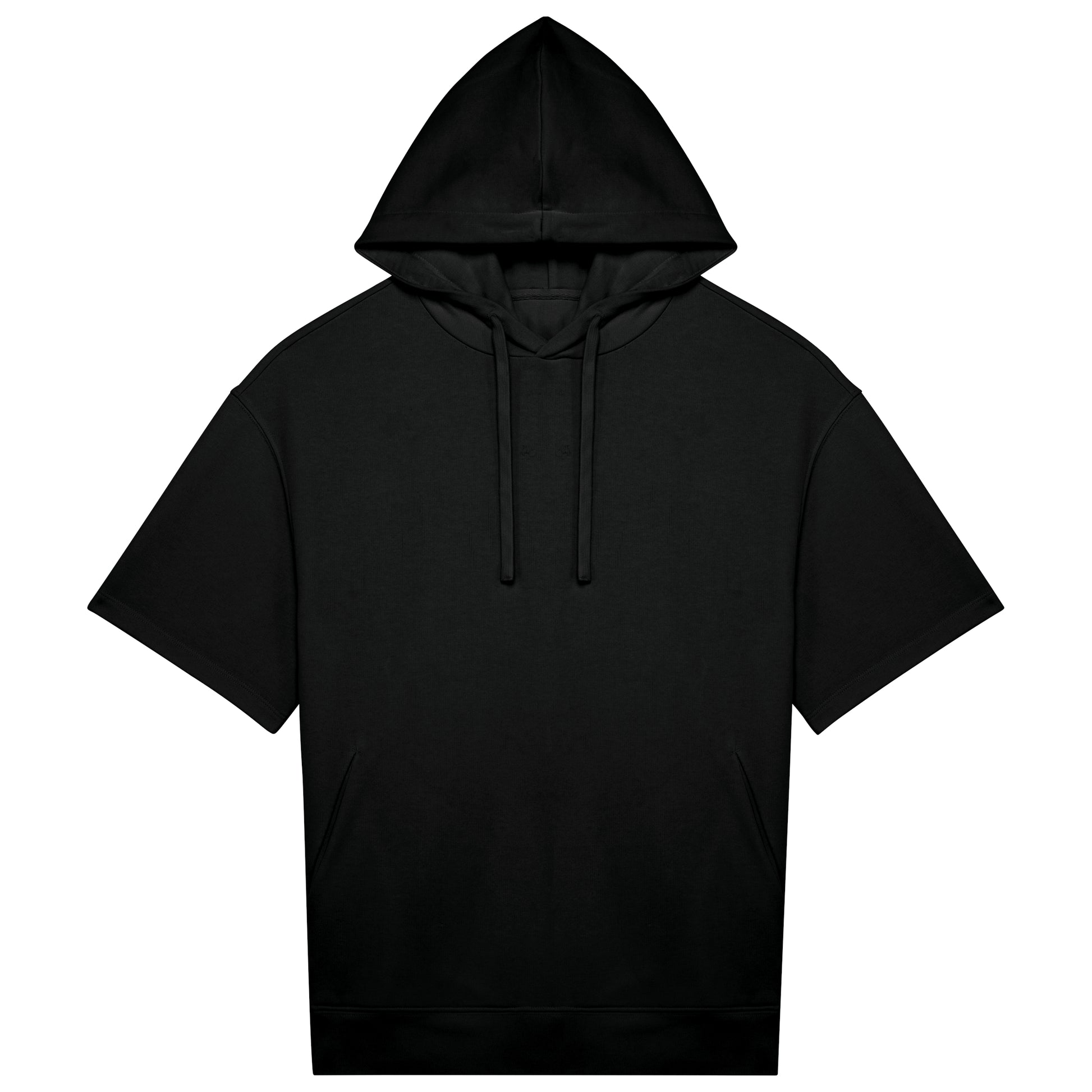 Duurzame sweater met capuchon en korte afhangende mouwen French Terry