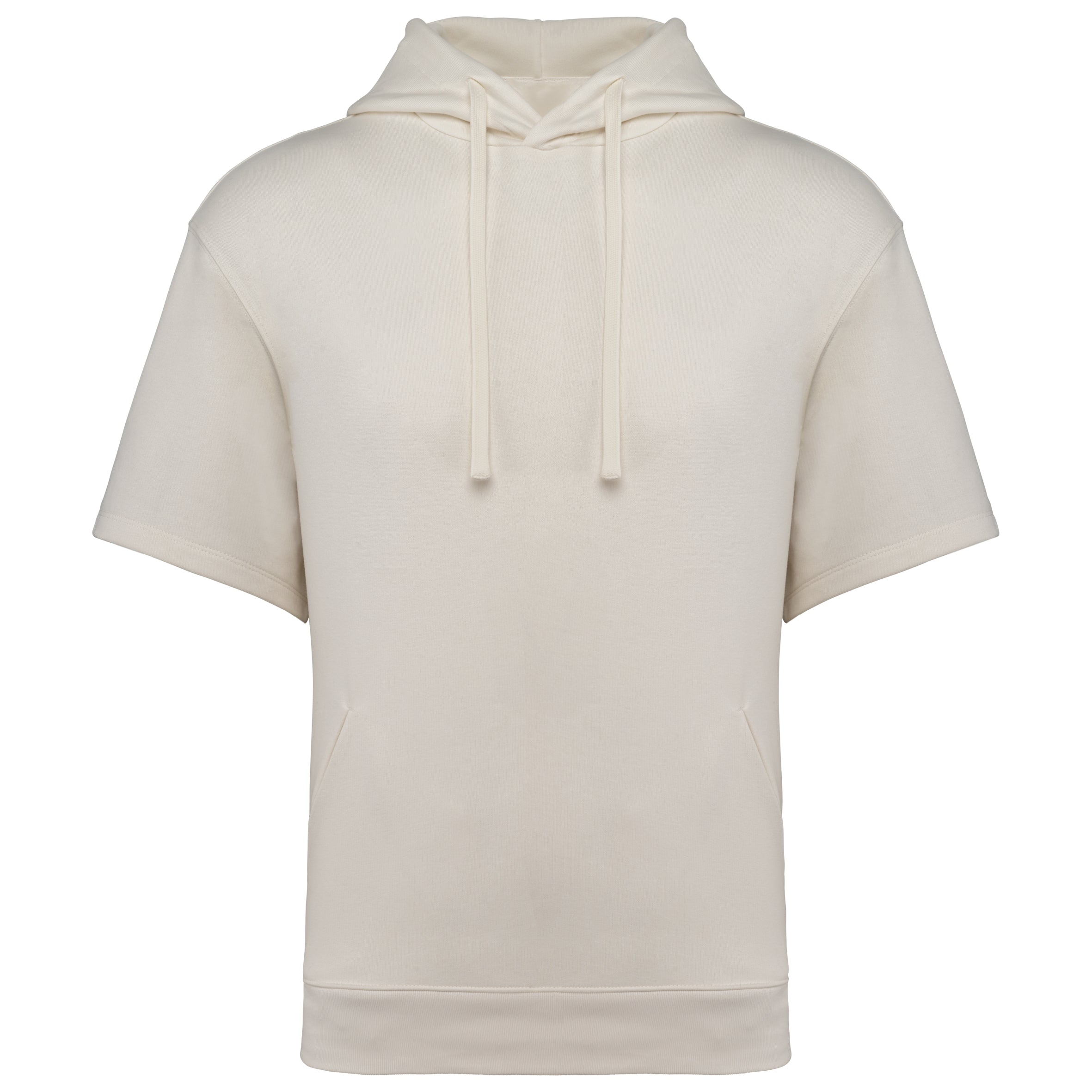 Duurzame sweater met capuchon en korte afhangende mouwen French Terry