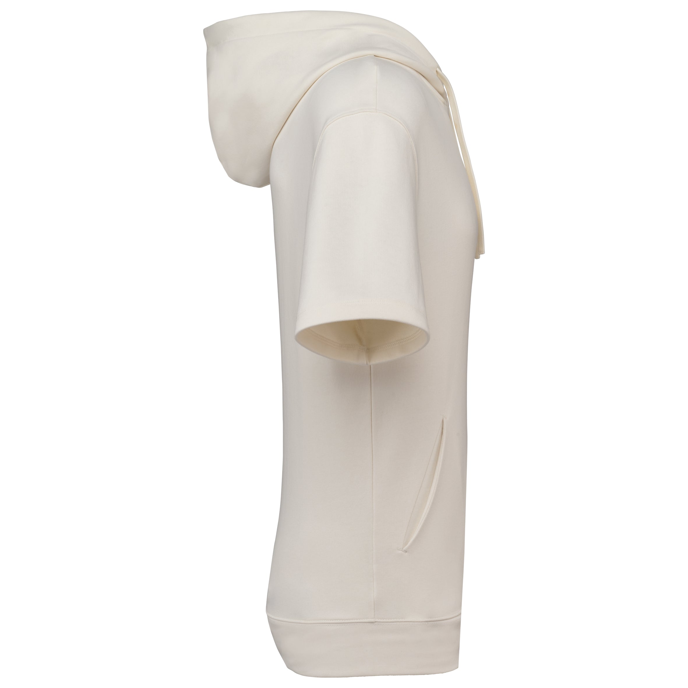 Duurzame sweater met capuchon en korte afhangende mouwen French Terry