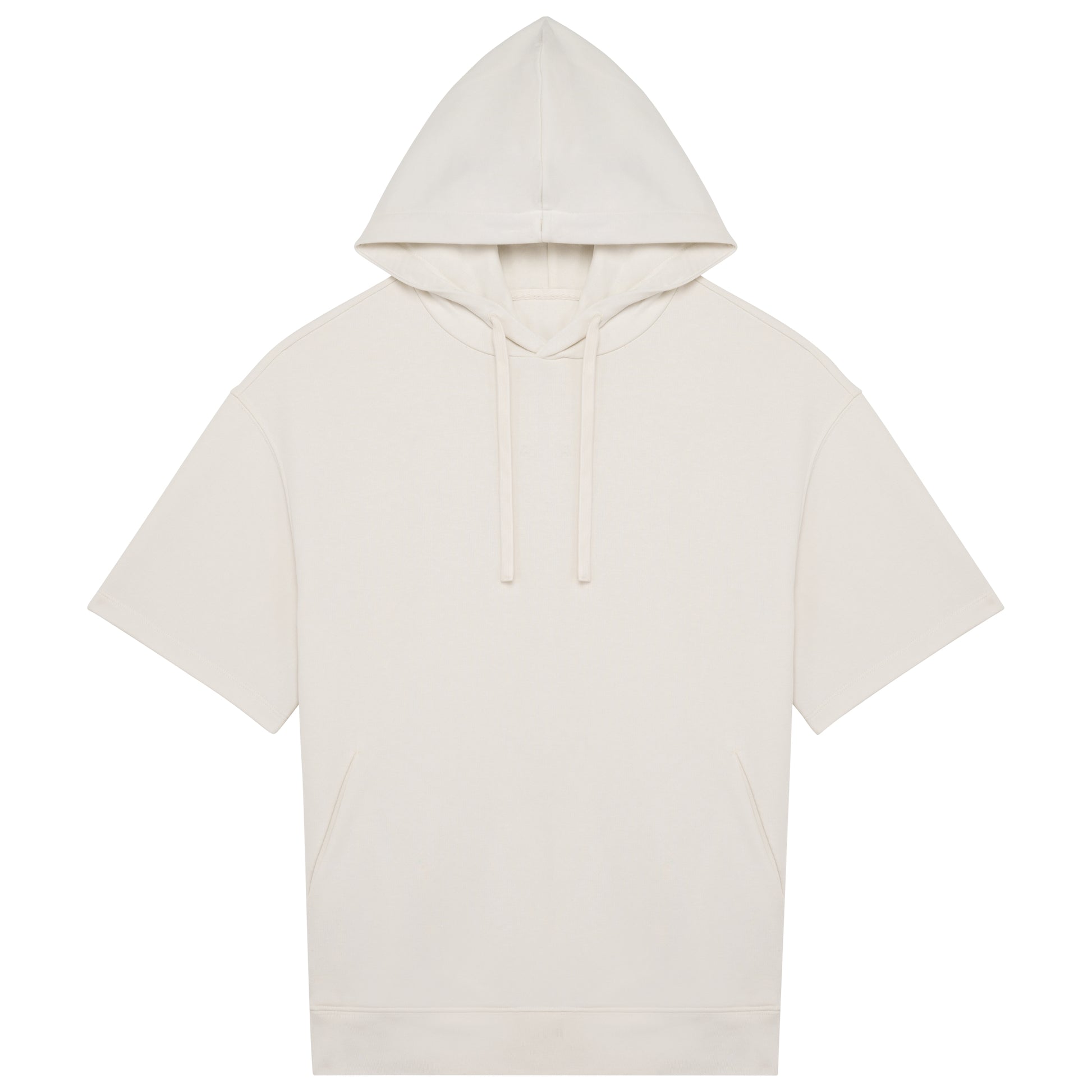 Duurzame sweater met capuchon en korte afhangende mouwen French Terry