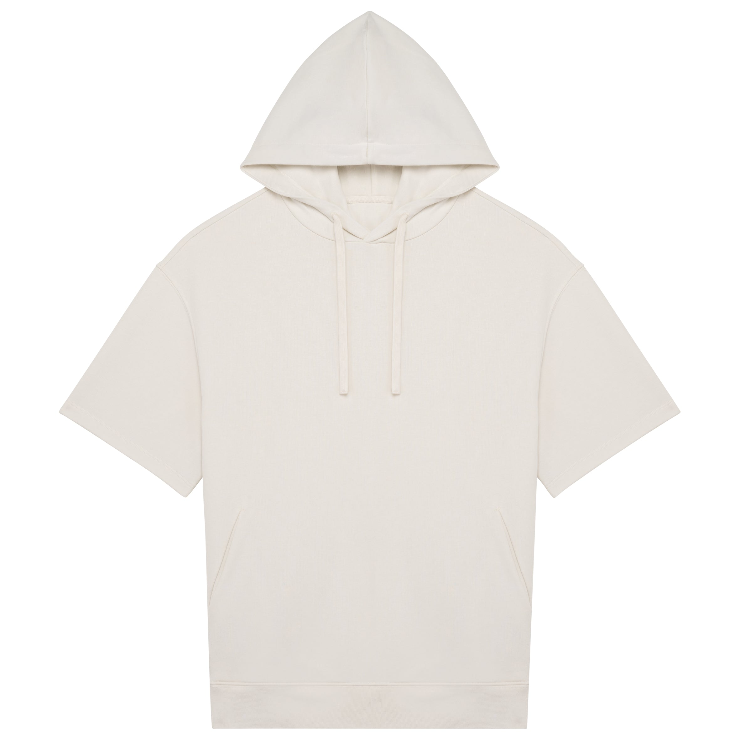 Duurzame sweater met capuchon en korte afhangende mouwen French Terry