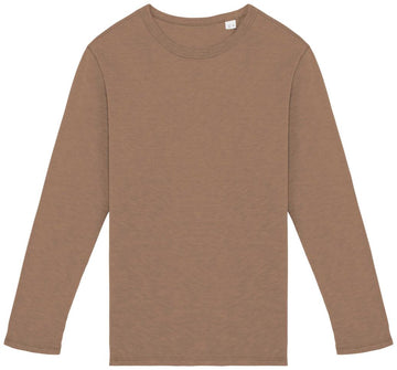 Ecologische en verwassen uniseks sweater met ronde hals French Terry