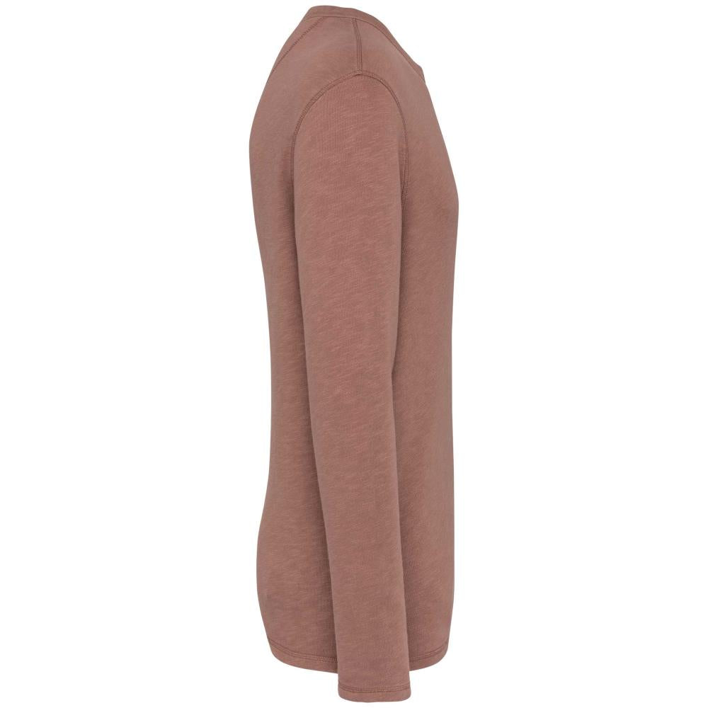 Ecologische en verwassen uniseks sweater met ronde hals French Terry