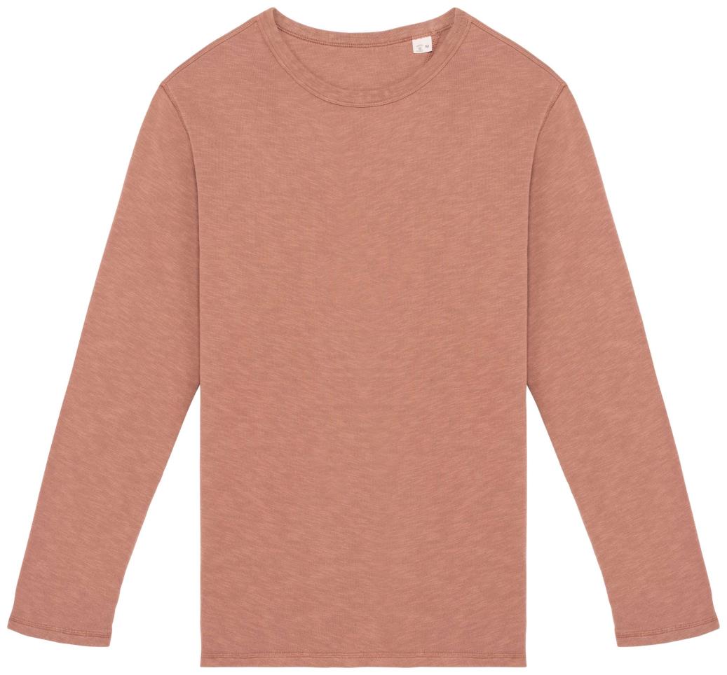 Ecologische en verwassen uniseks sweater met ronde hals French Terry