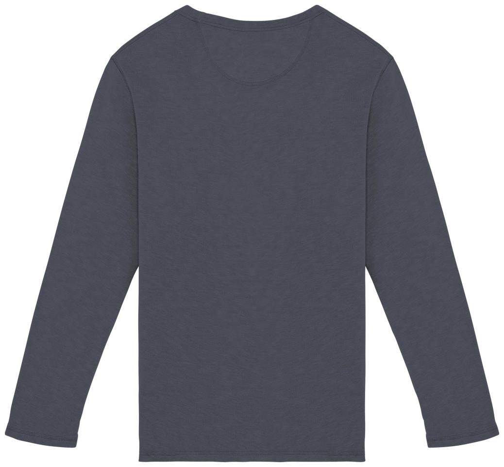 Ecologische en verwassen uniseks sweater met ronde hals French Terry