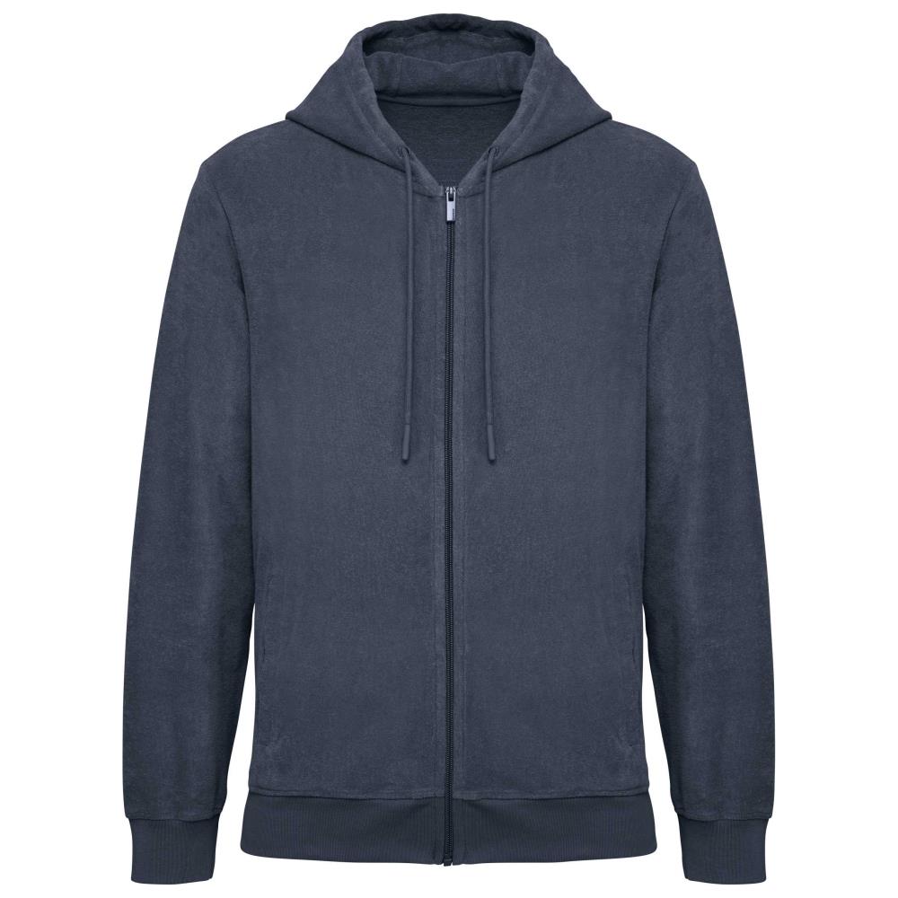 Ecologische badstof sweater met rits en capuchon