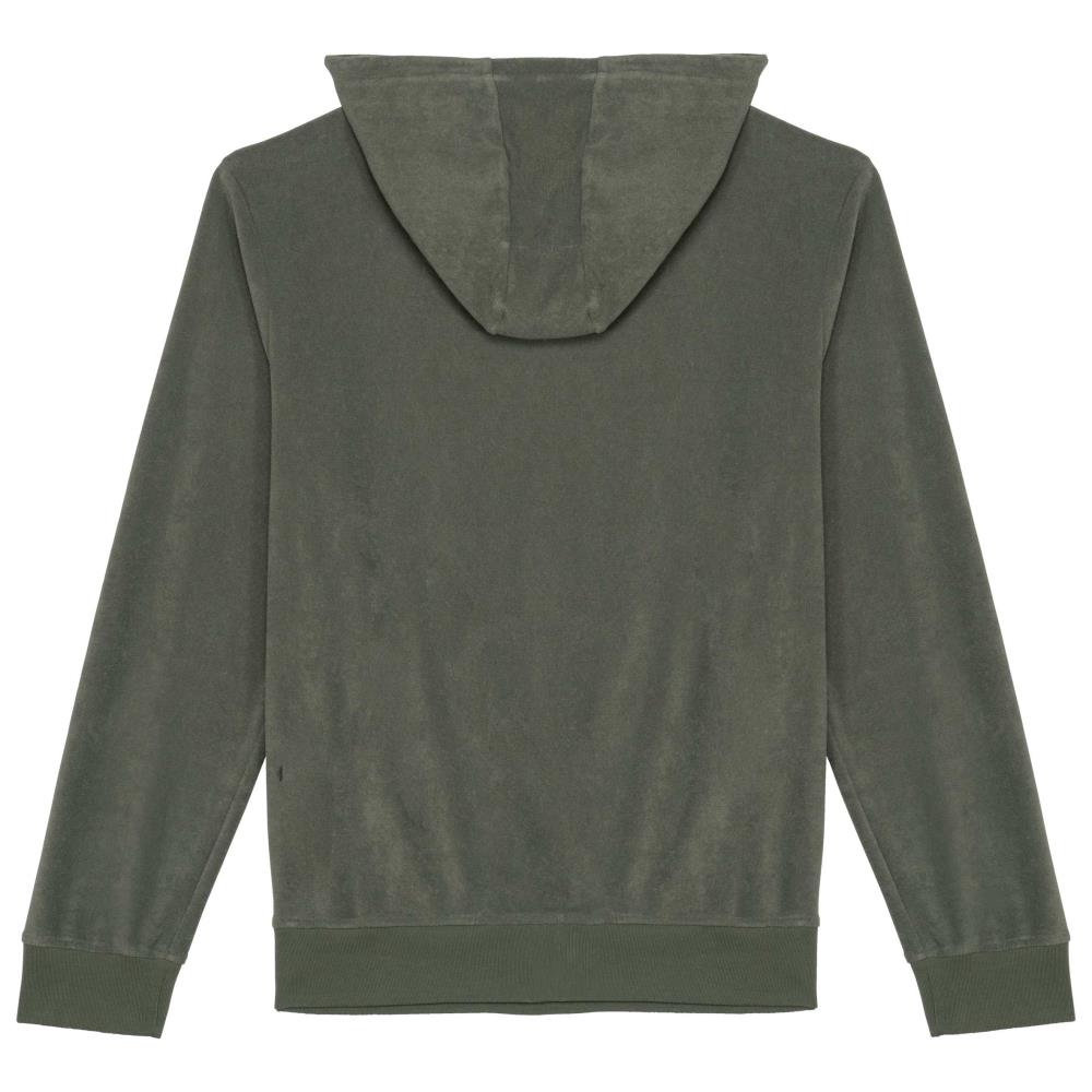 Ecologische badstof sweater met rits en capuchon