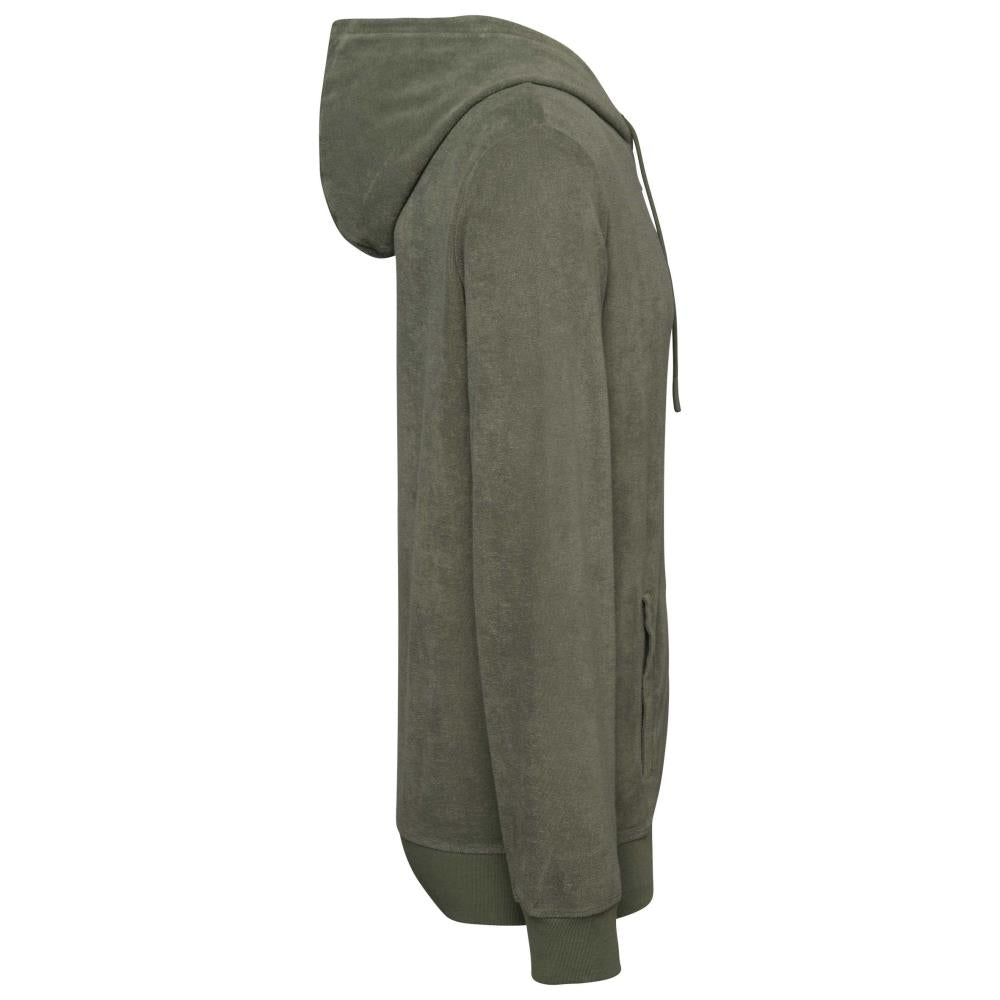 Ecologische badstof sweater met rits en capuchon