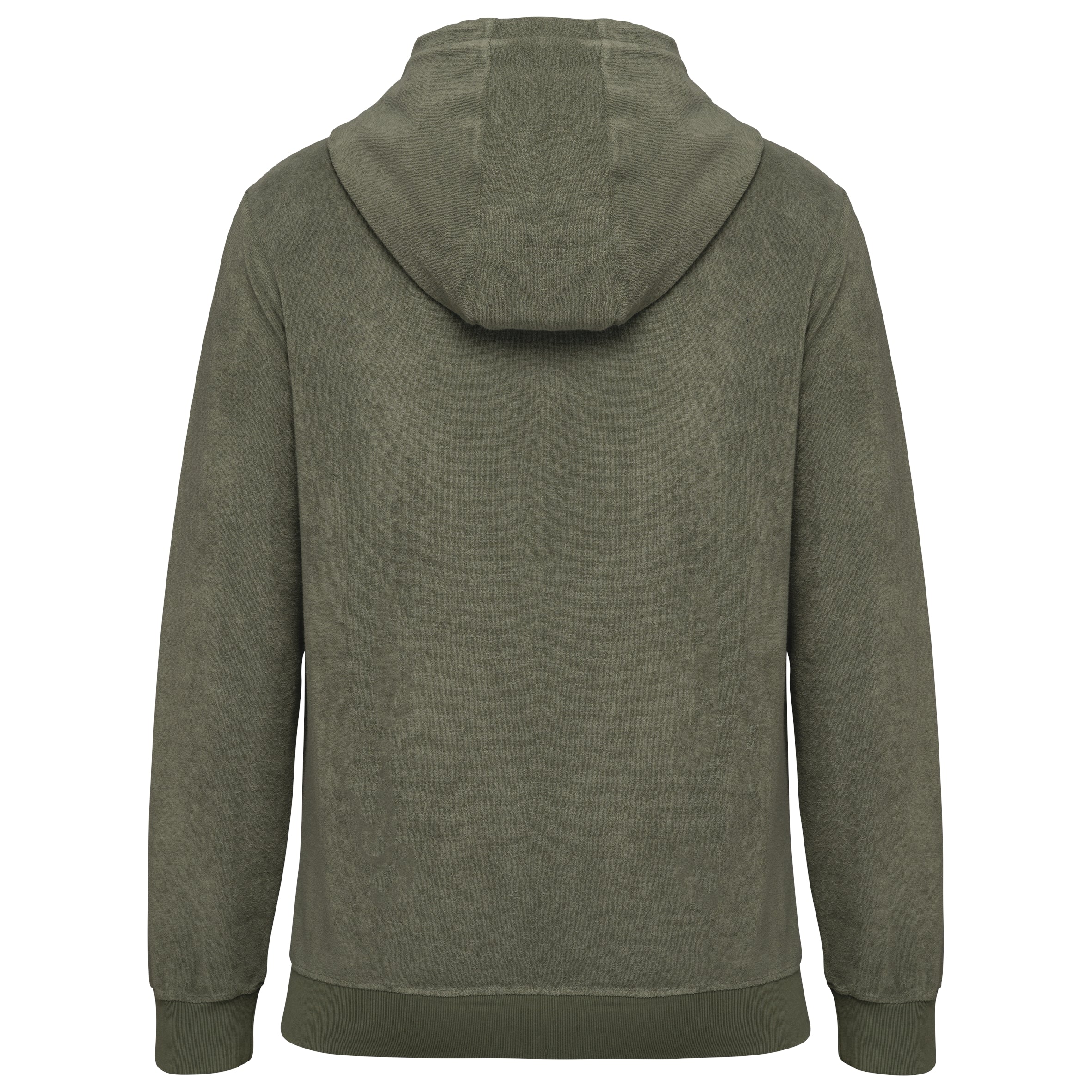 Ecologische badstof sweater met rits en capuchon