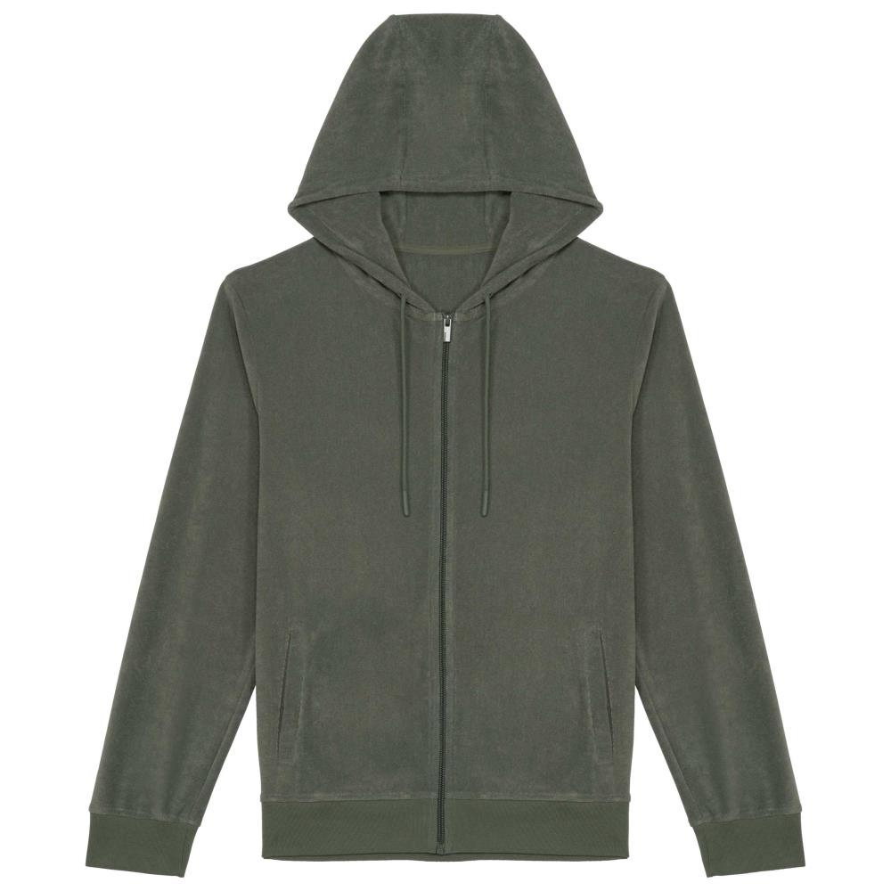 Ecologische badstof sweater met rits en capuchon