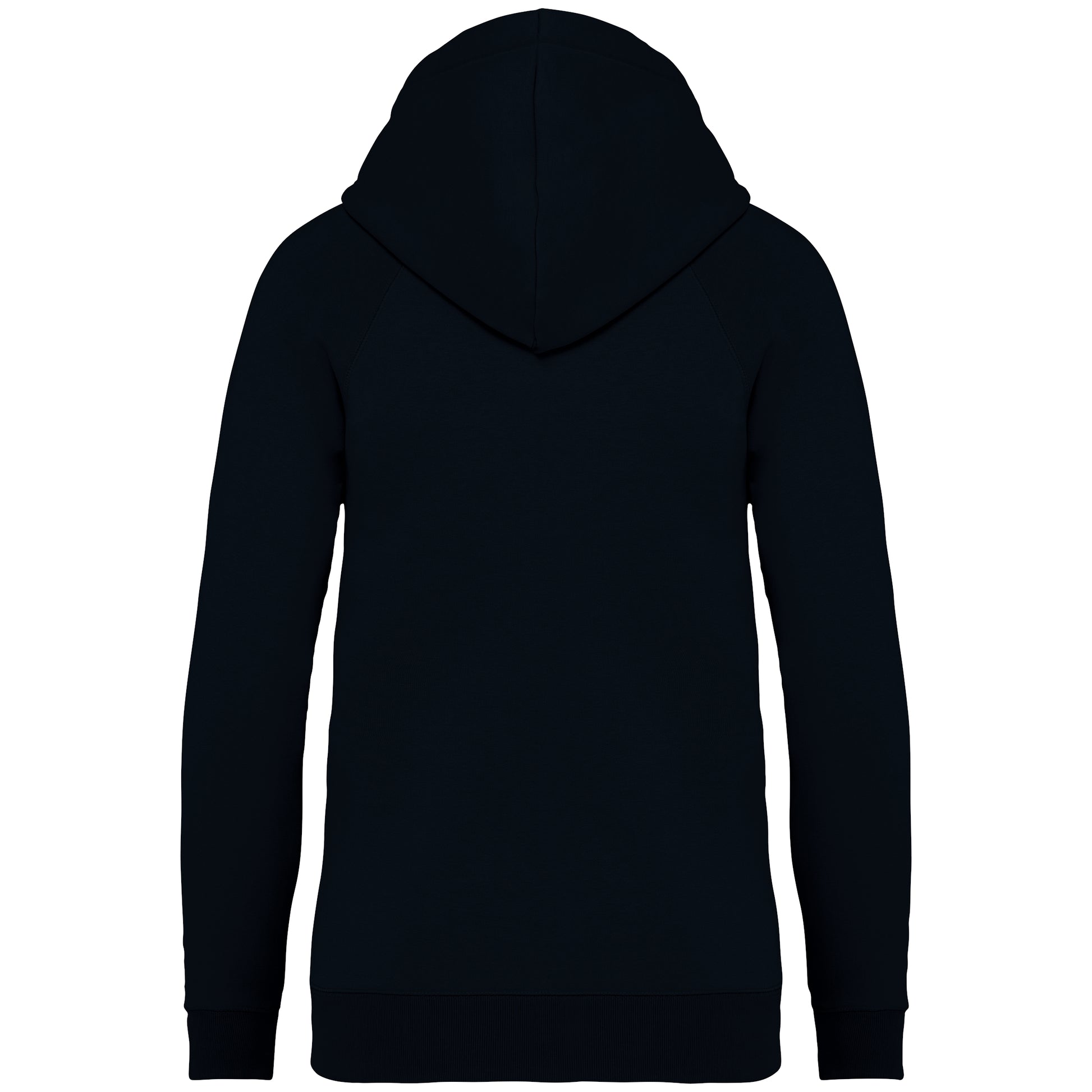 Ecologische damessweater met capuchon en raglanmouwen