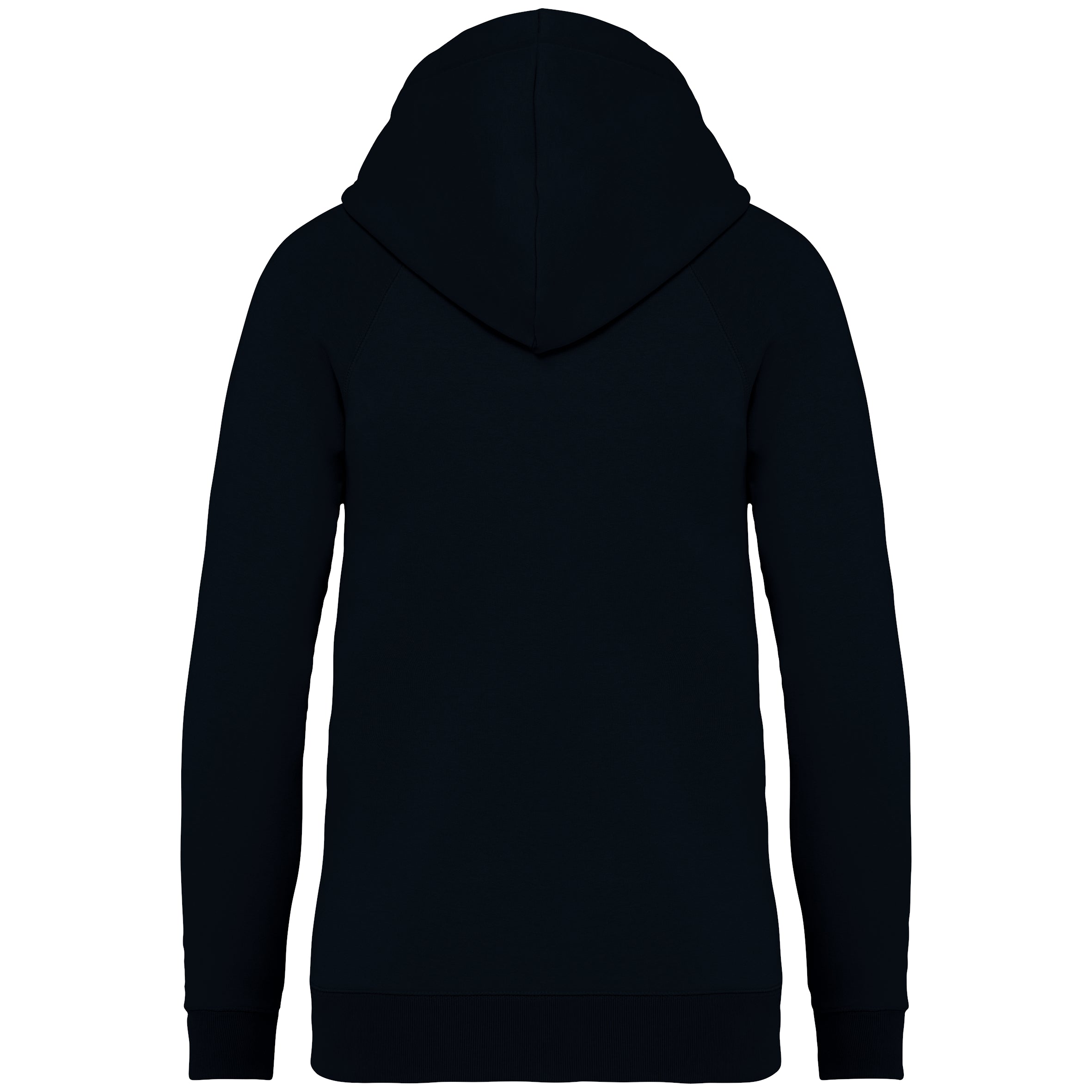 Ecologische damessweater met capuchon en raglanmouwen