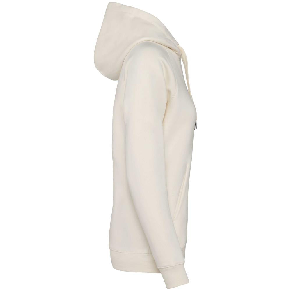 Ecologische damessweater met capuchon en raglanmouwen