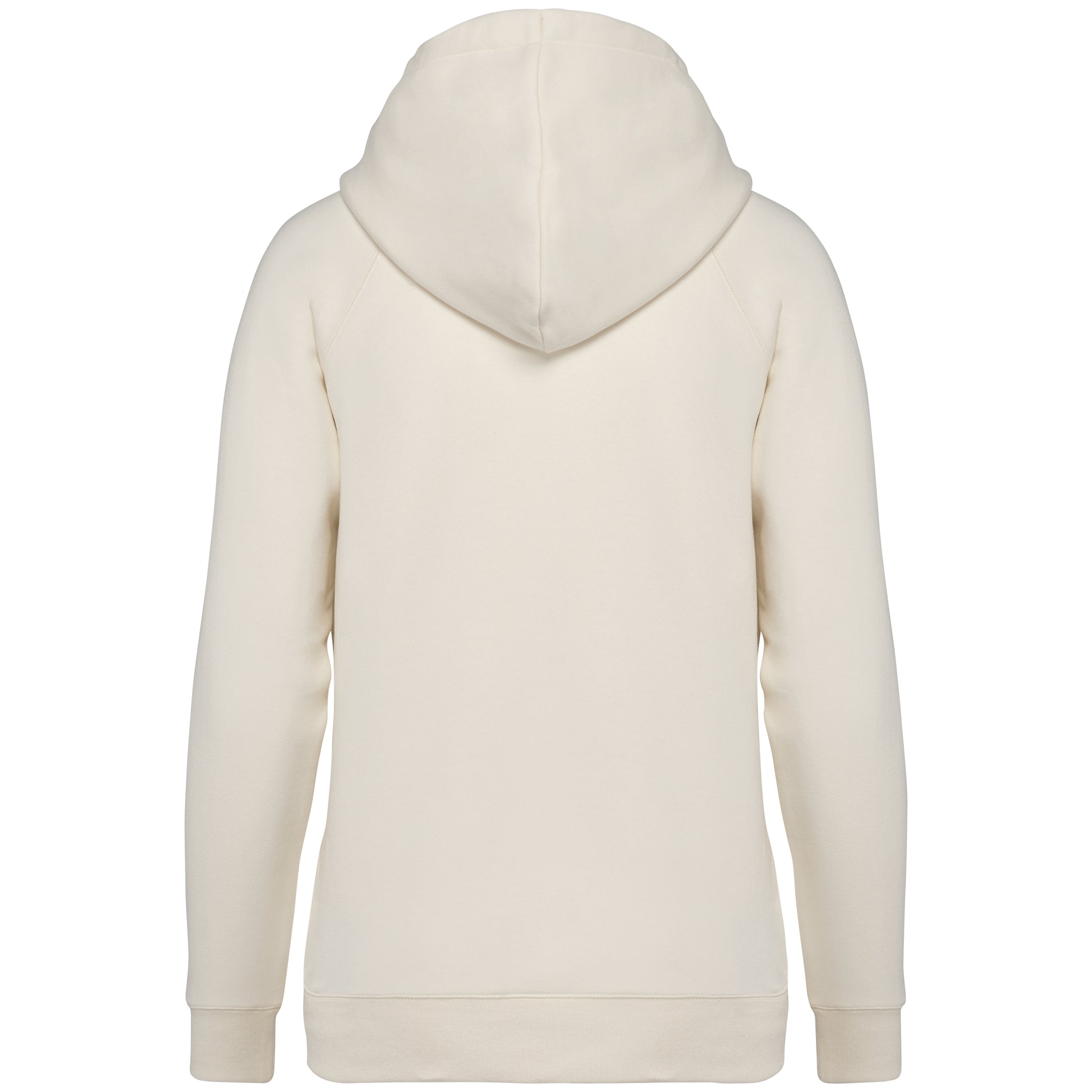 Ecologische damessweater met capuchon en raglanmouwen