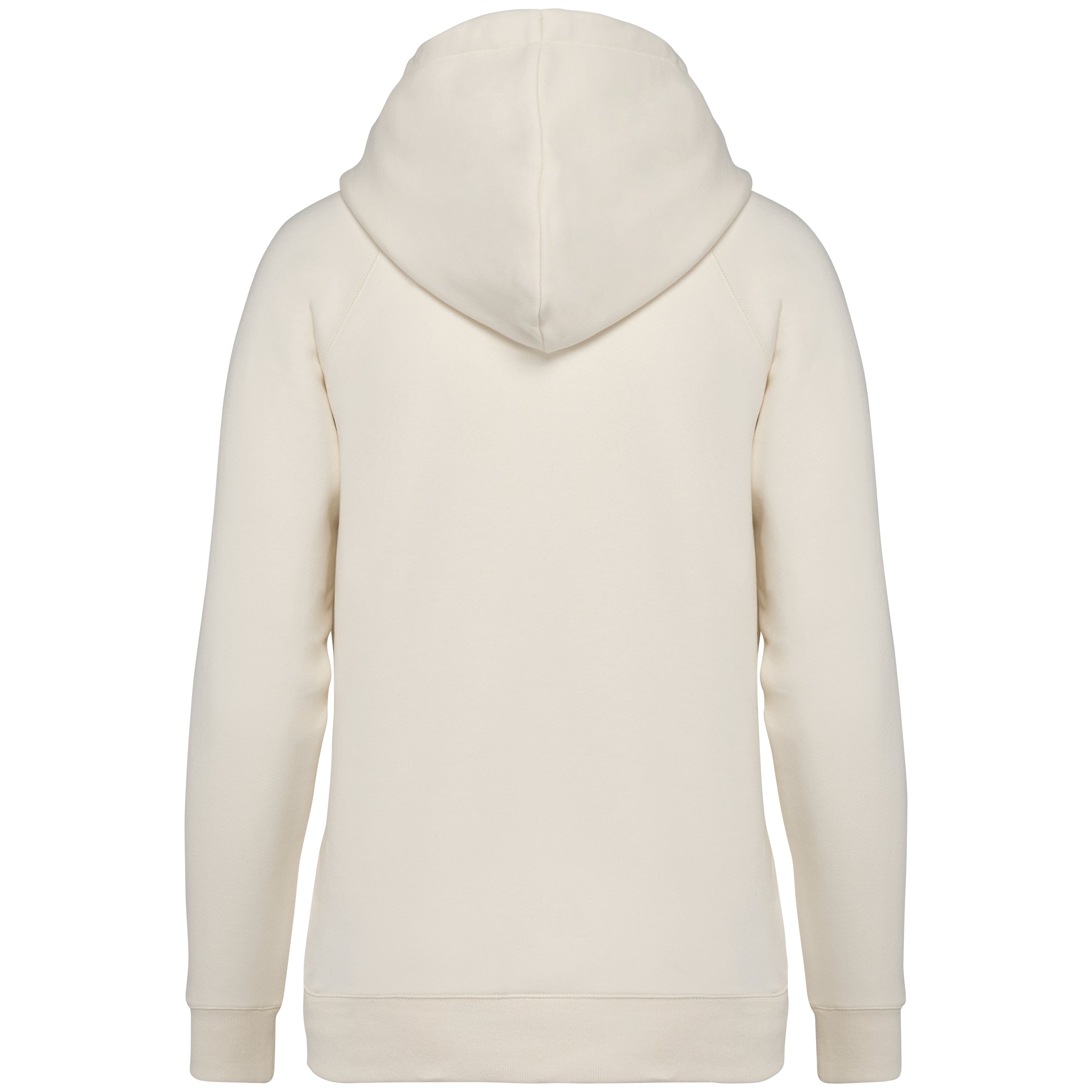 Ecologische damessweater met capuchon en raglanmouwen