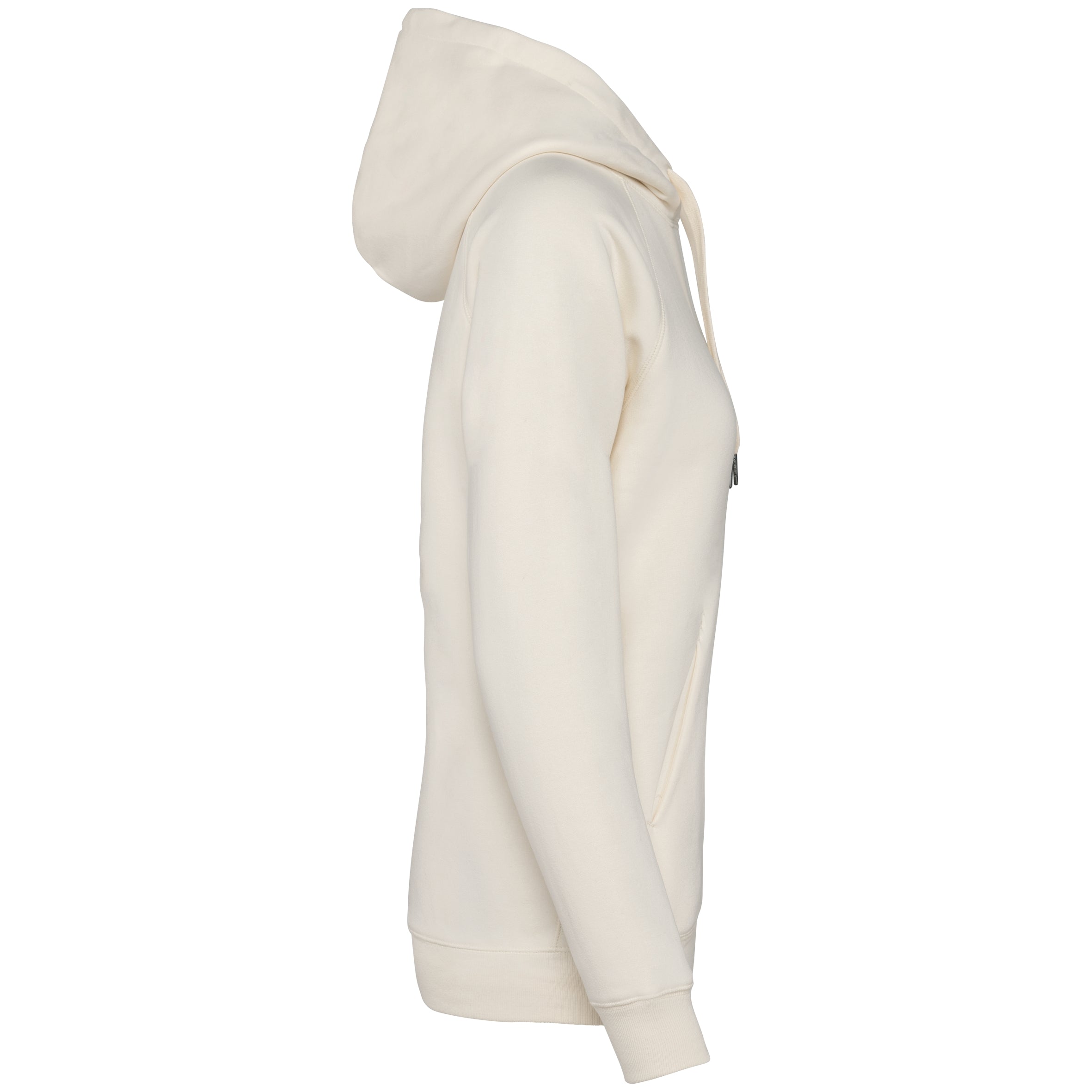 Ecologische damessweater met capuchon en raglanmouwen