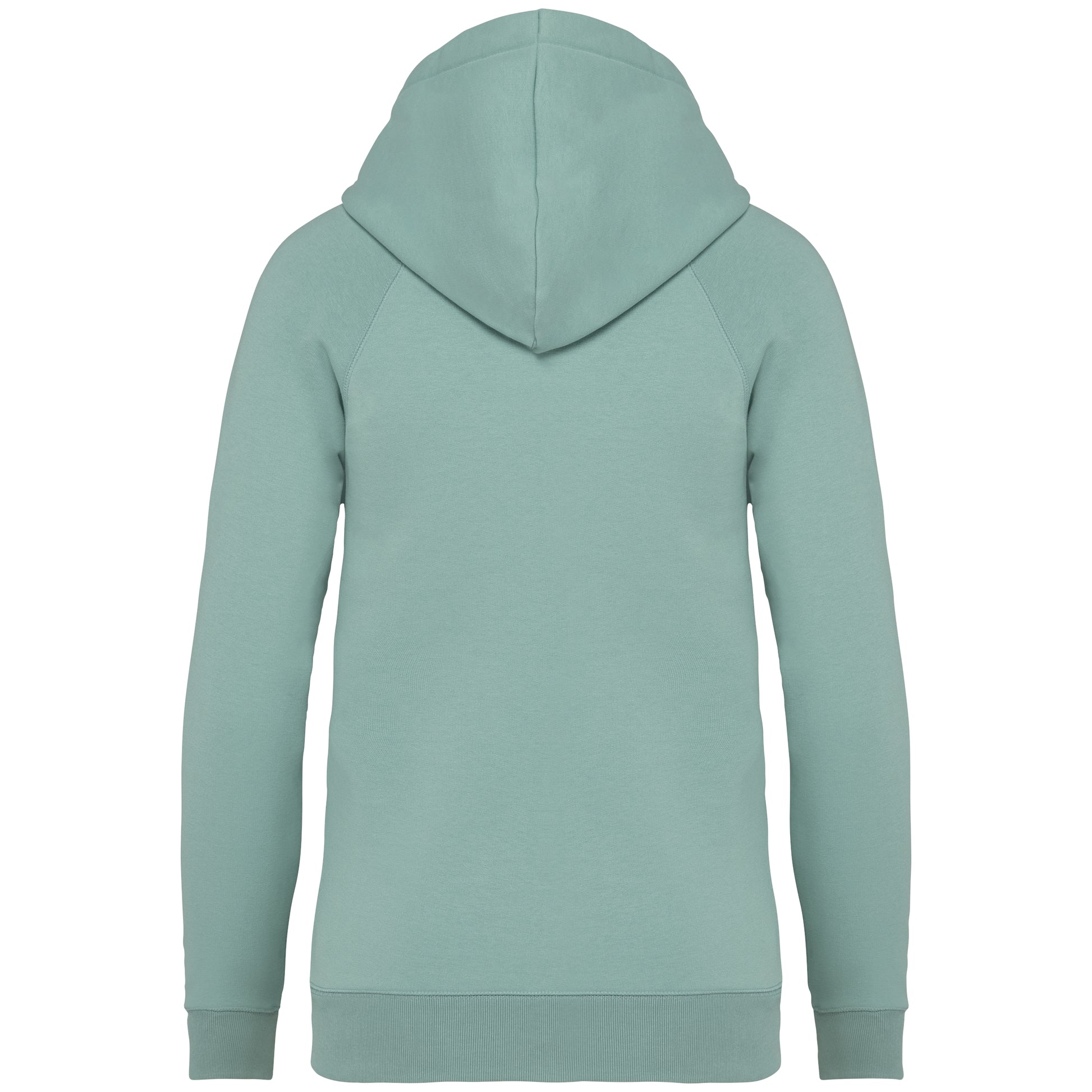 Ecologische damessweater met capuchon en raglanmouwen