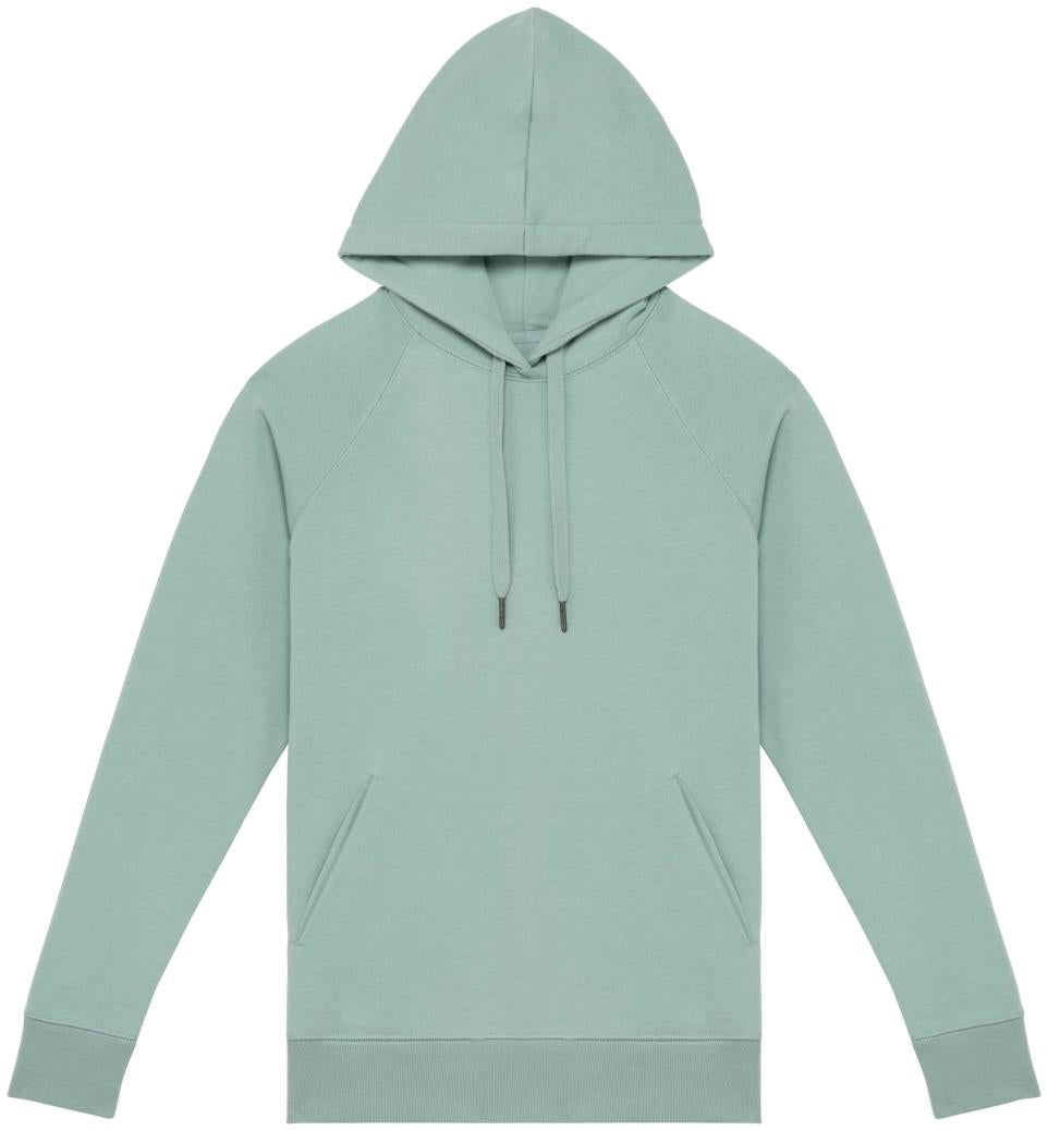 Ecologische damessweater met capuchon en raglanmouwen