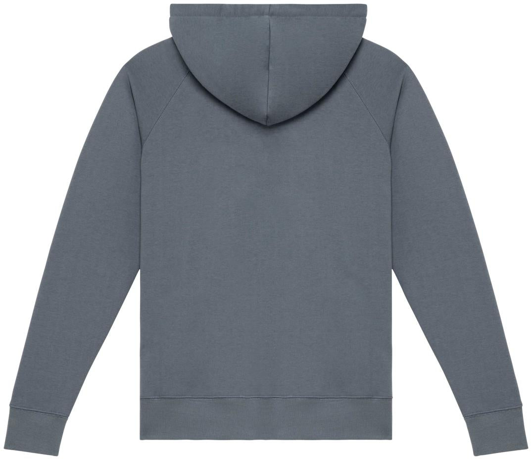 Ecologische damessweater met capuchon en raglanmouwen