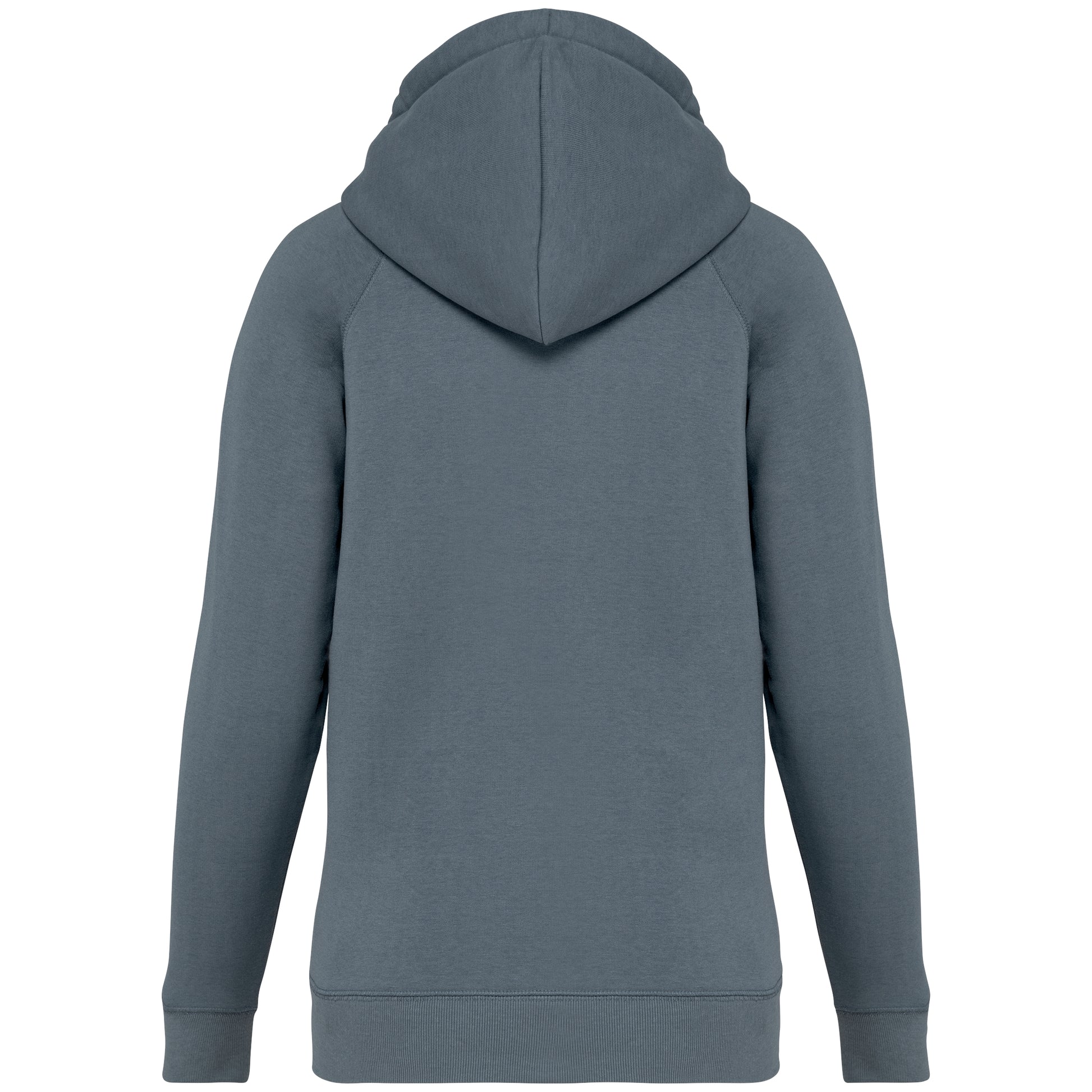 Ecologische damessweater met capuchon en raglanmouwen