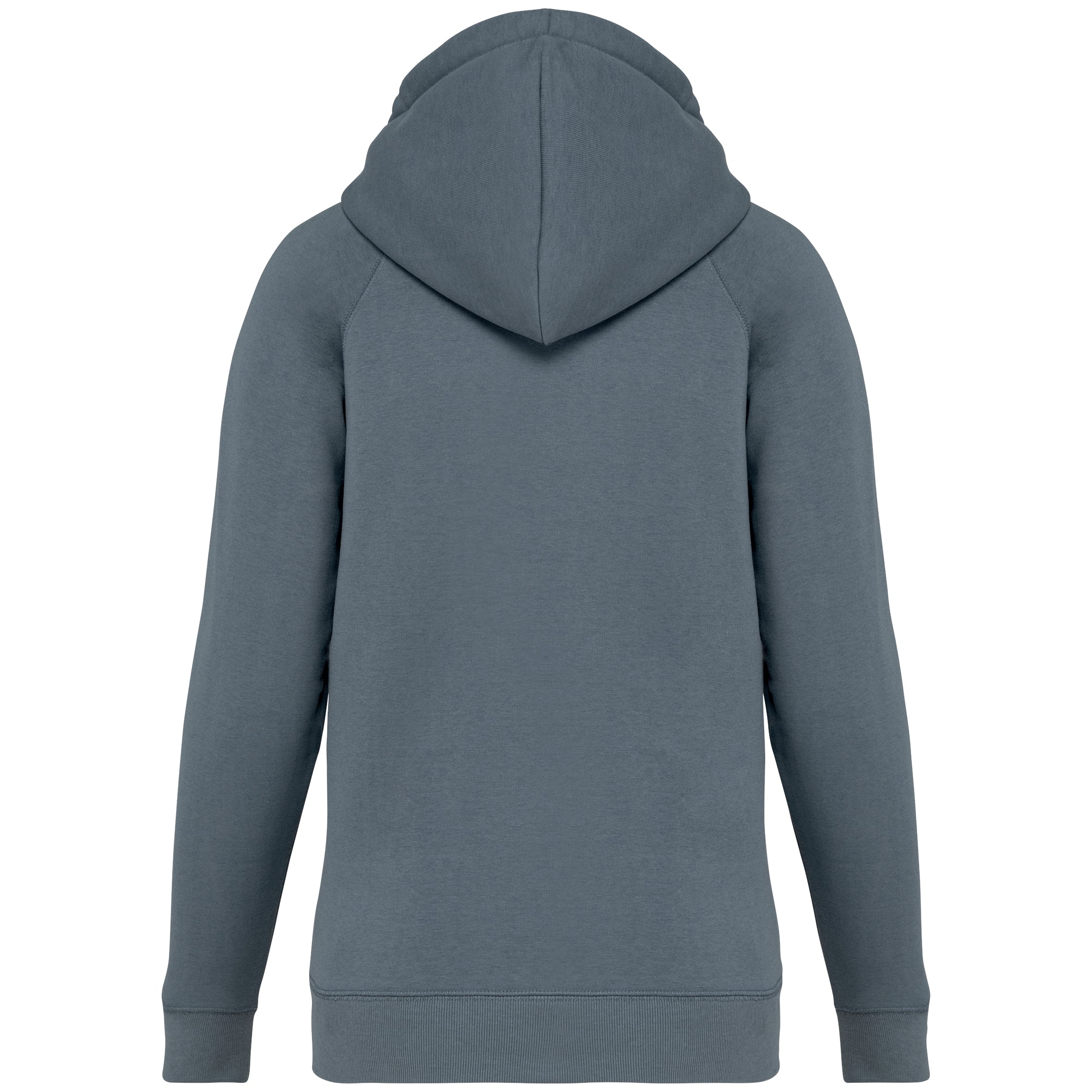 Ecologische damessweater met capuchon en raglanmouwen