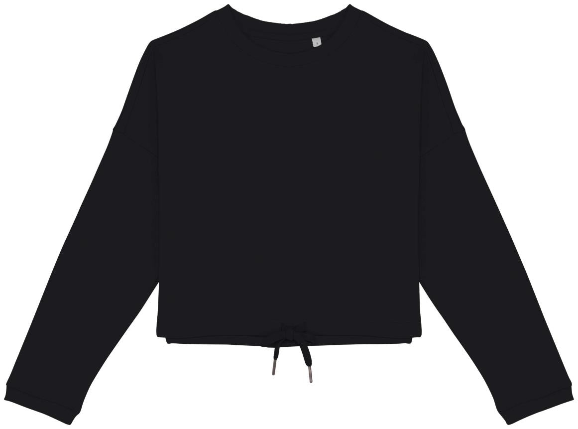 Ecologische cropped damessweater met ronde hals