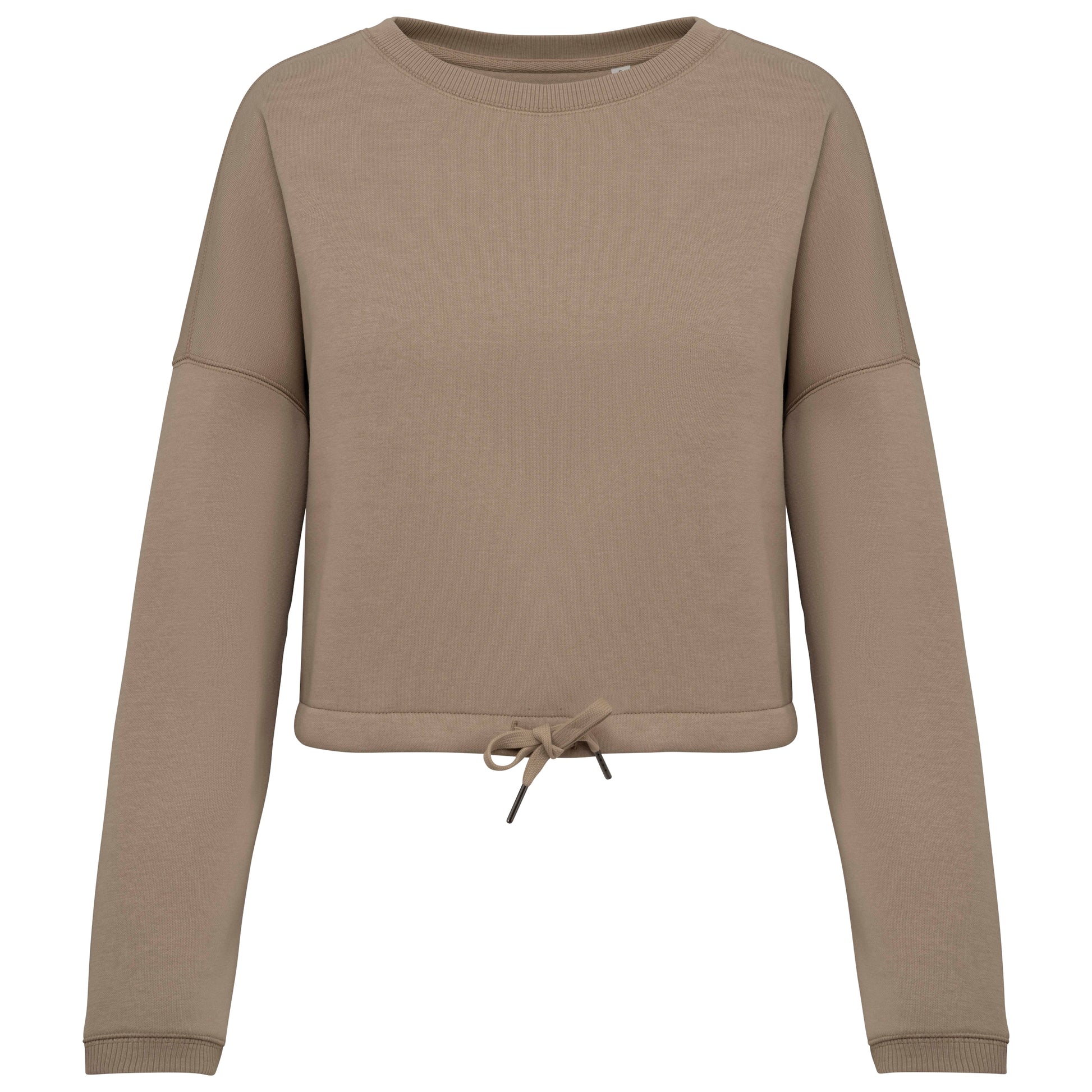 Ecologische cropped damessweater met ronde hals