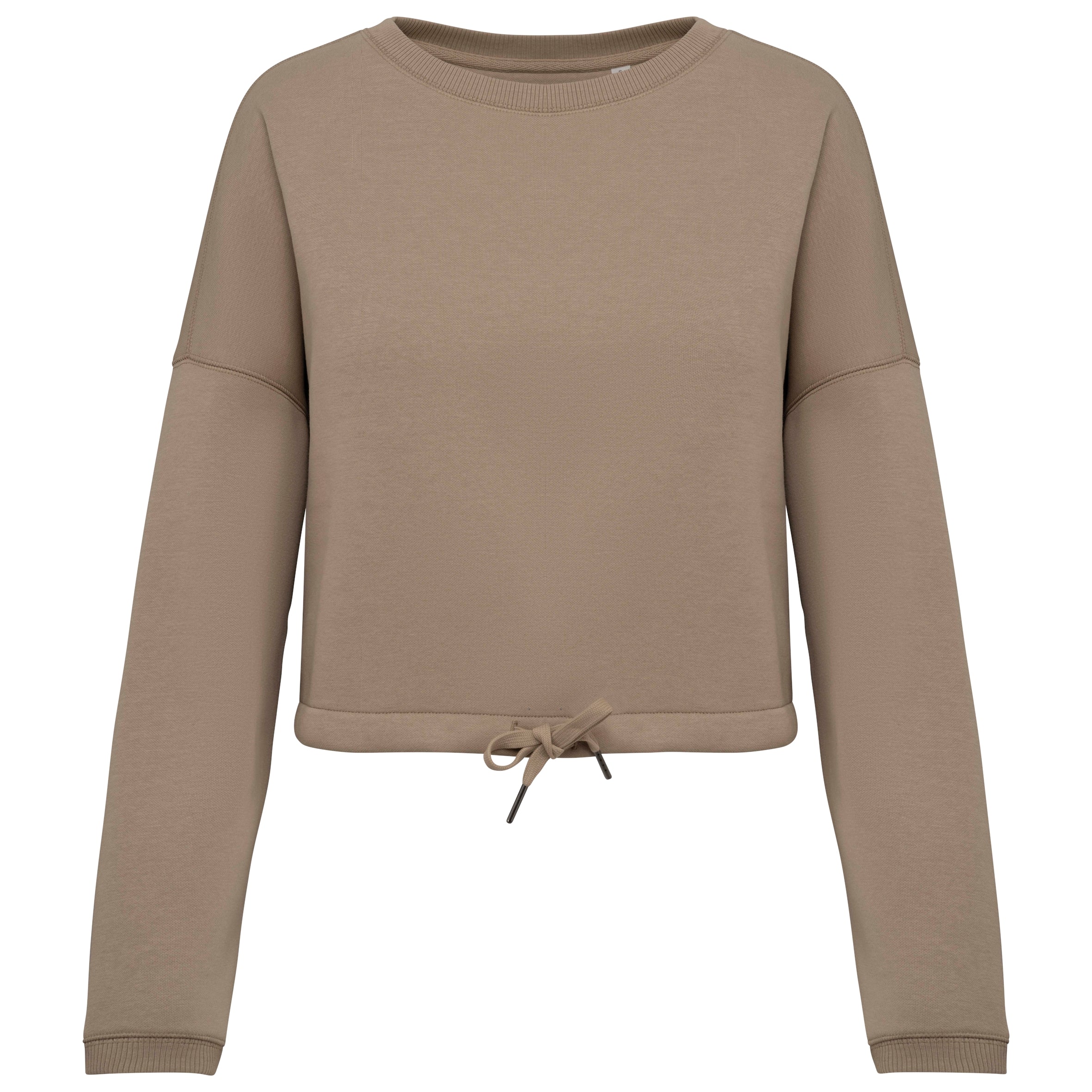 Ecologische cropped damessweater met ronde hals
