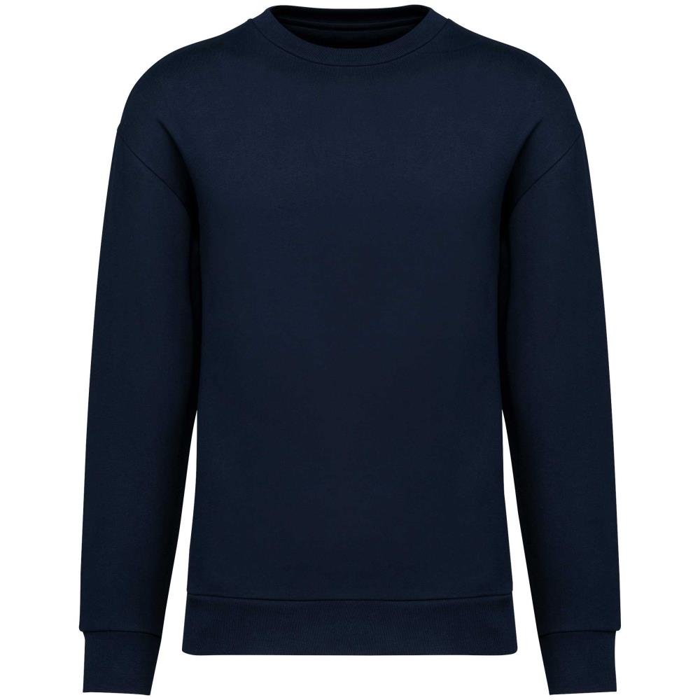 Ecologische ronde hals sweater met  afhangende mouwen in geborsteld fleece