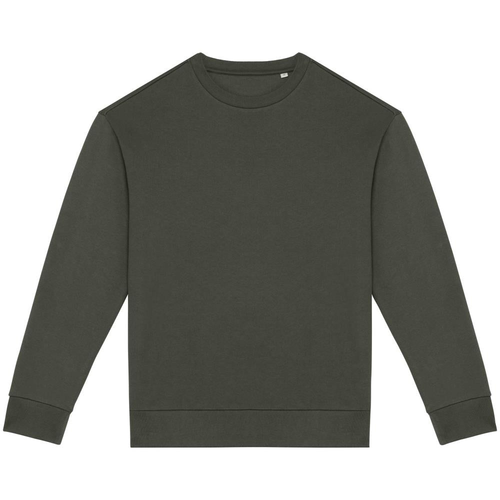 Ecologische ronde hals sweater met  afhangende mouwen in geborsteld fleece