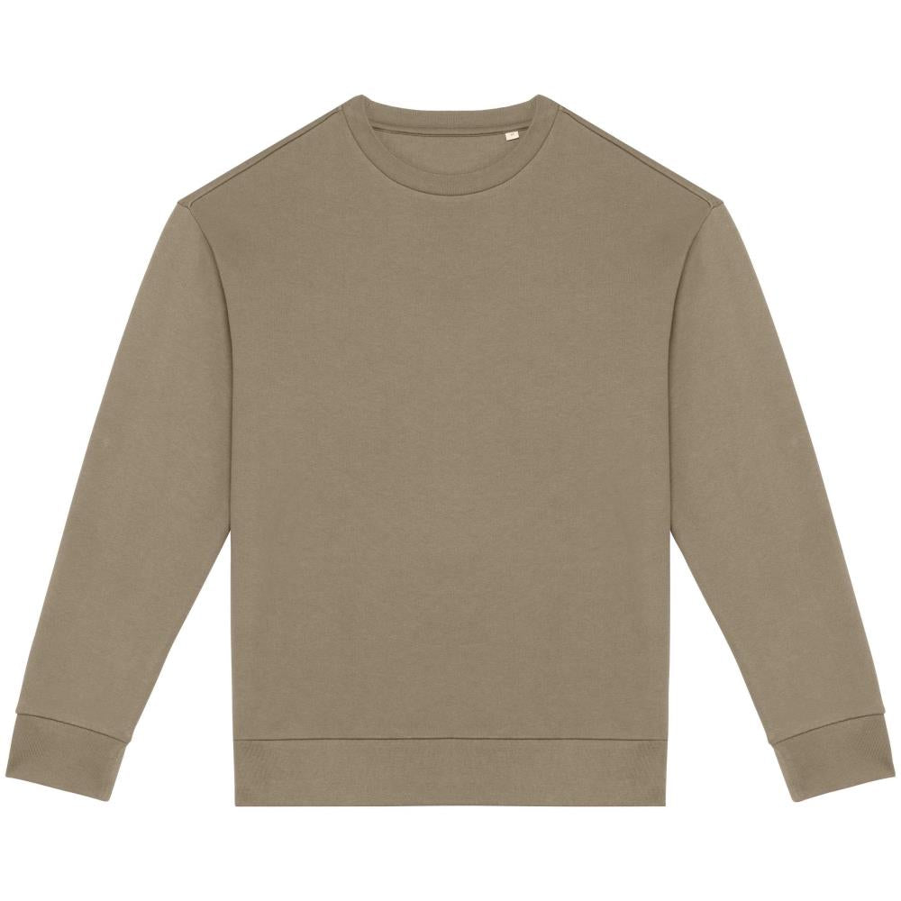 Ecologische ronde hals sweater met  afhangende mouwen in geborsteld fleece