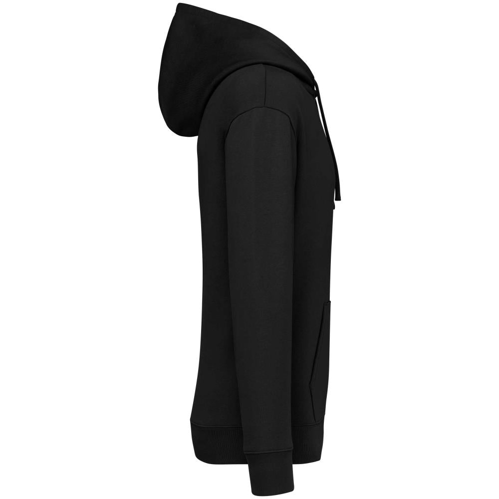 Ecologische sweater met capuchon en afhangende mouwen in geborsteld fleece