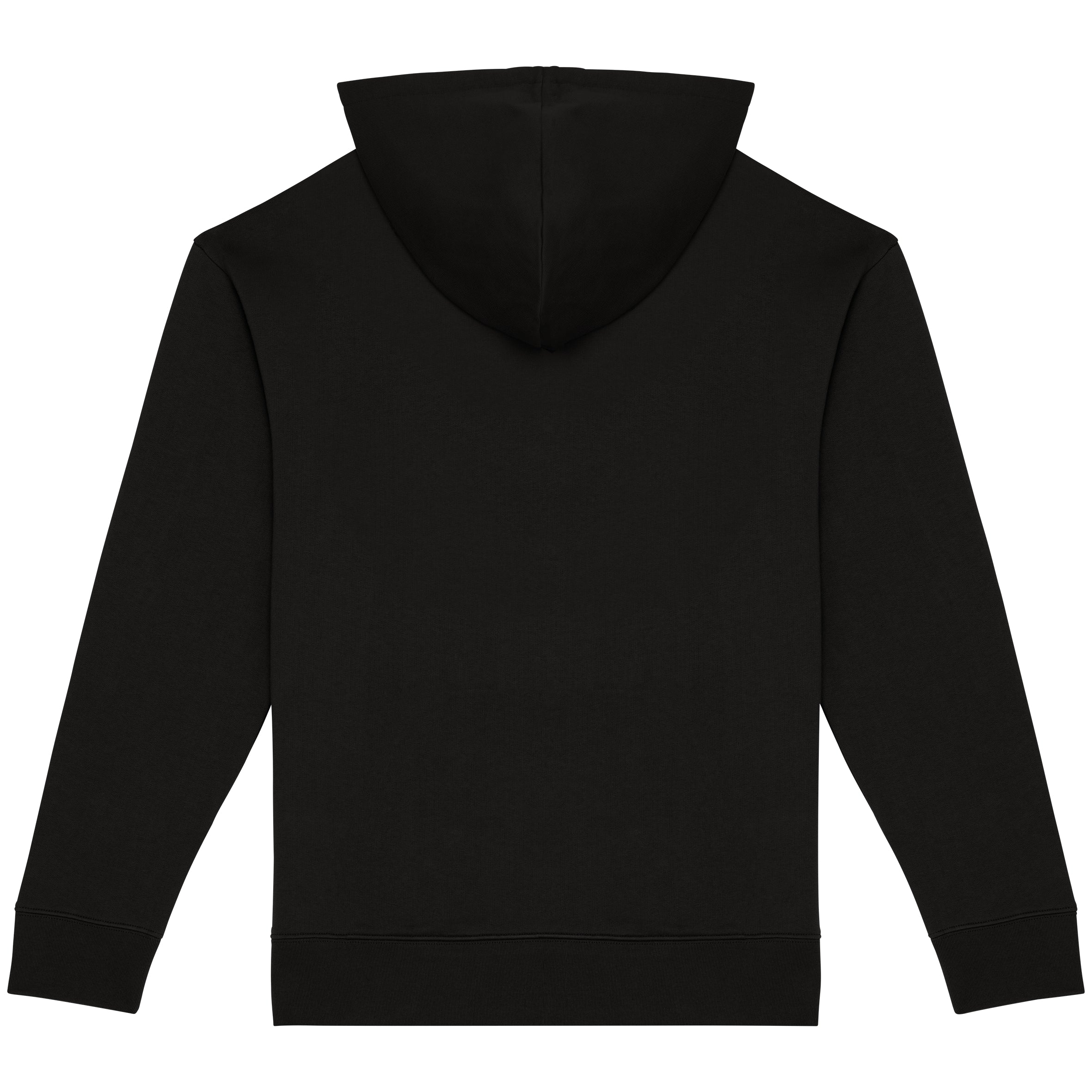 Ecologische sweater met capuchon en afhangende mouwen in geborsteld fleece