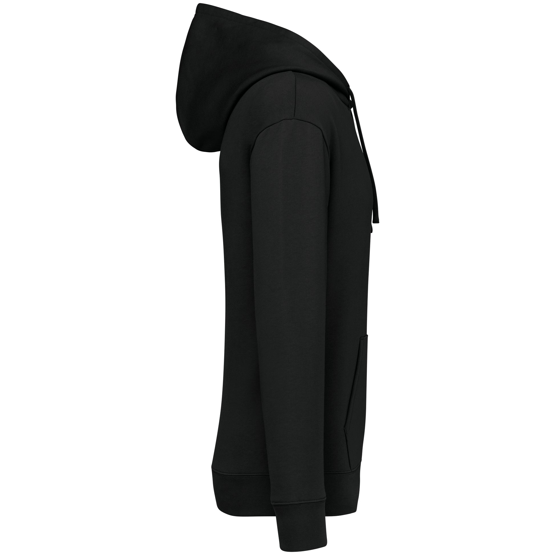 Ecologische sweater met capuchon en afhangende mouwen in geborsteld fleece