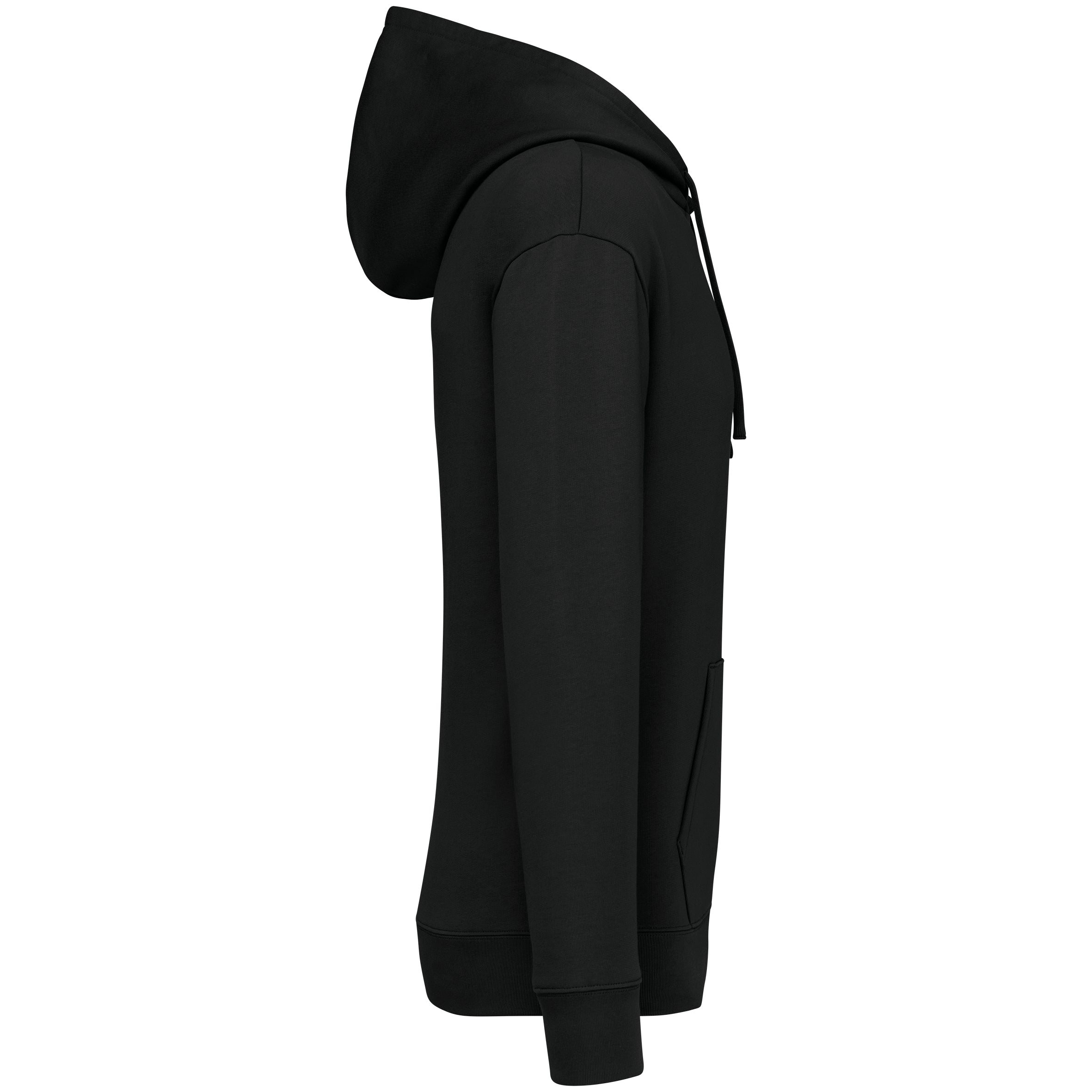 Ecologische sweater met capuchon en afhangende mouwen in geborsteld fleece