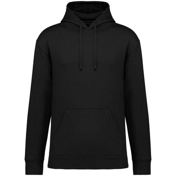 Ecologische sweater met capuchon en afhangende mouwen in geborsteld fleece