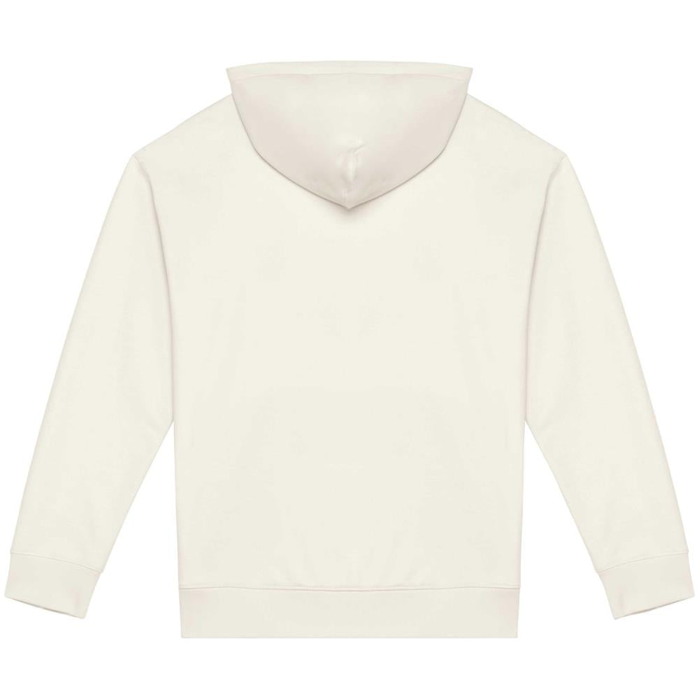 Ecologische sweater met capuchon en afhangende mouwen in geborsteld fleece