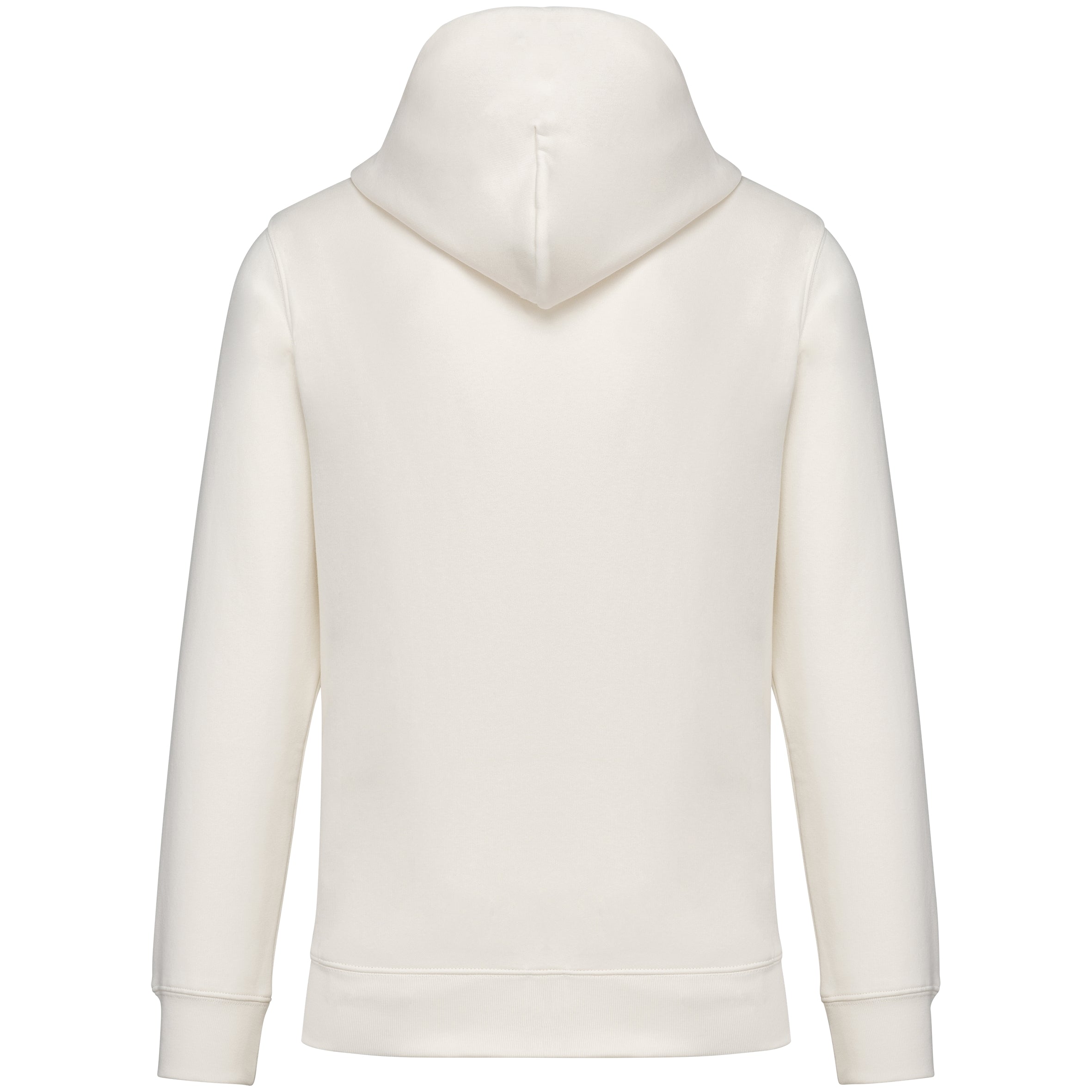 Ecologische sweater met capuchon en afhangende mouwen in geborsteld fleece