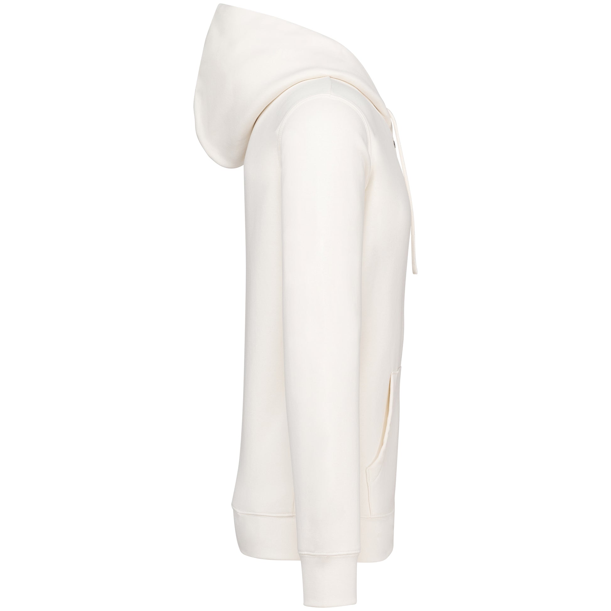 Ecologische sweater met capuchon en afhangende mouwen in geborsteld fleece