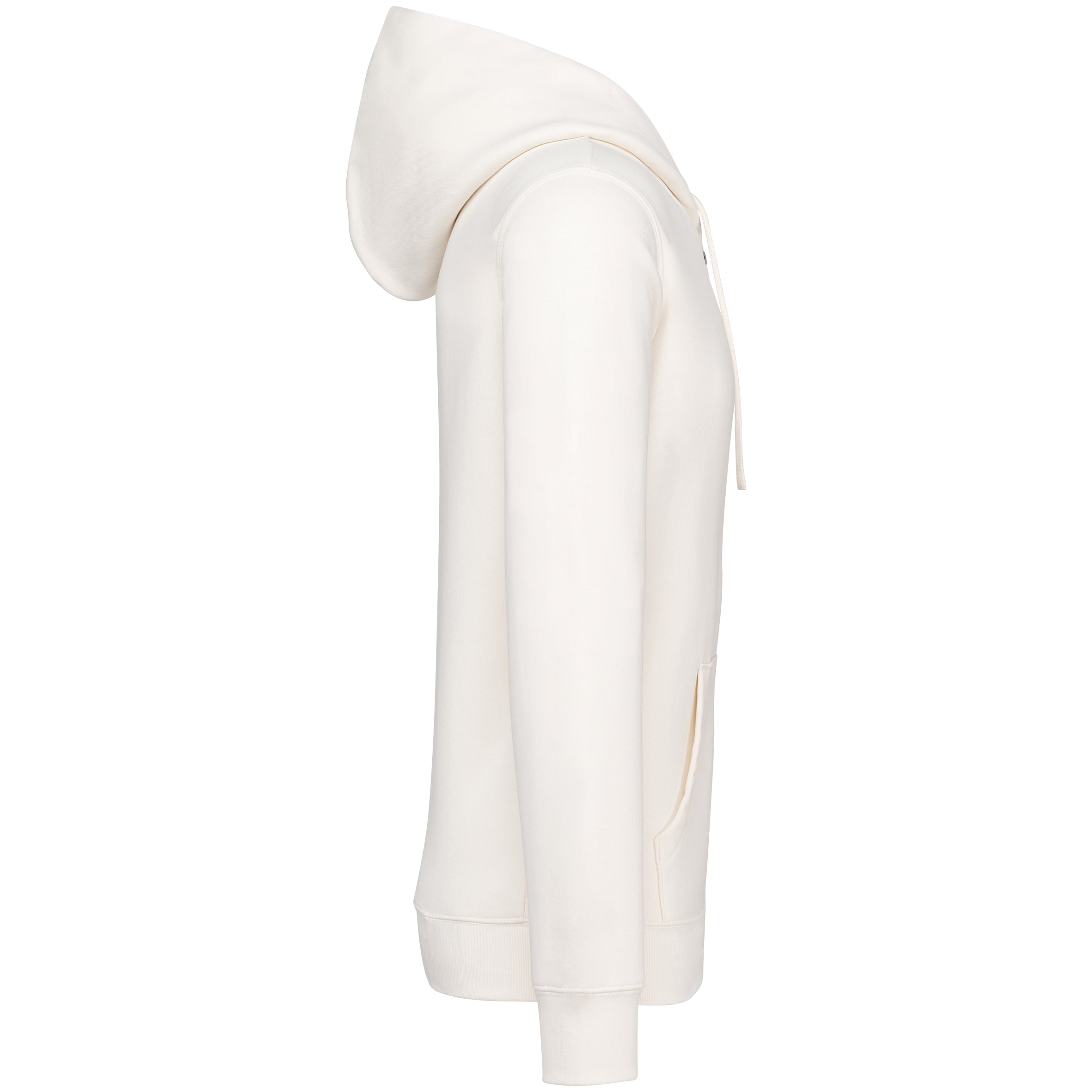 Ecologische sweater met capuchon en afhangende mouwen in geborsteld fleece