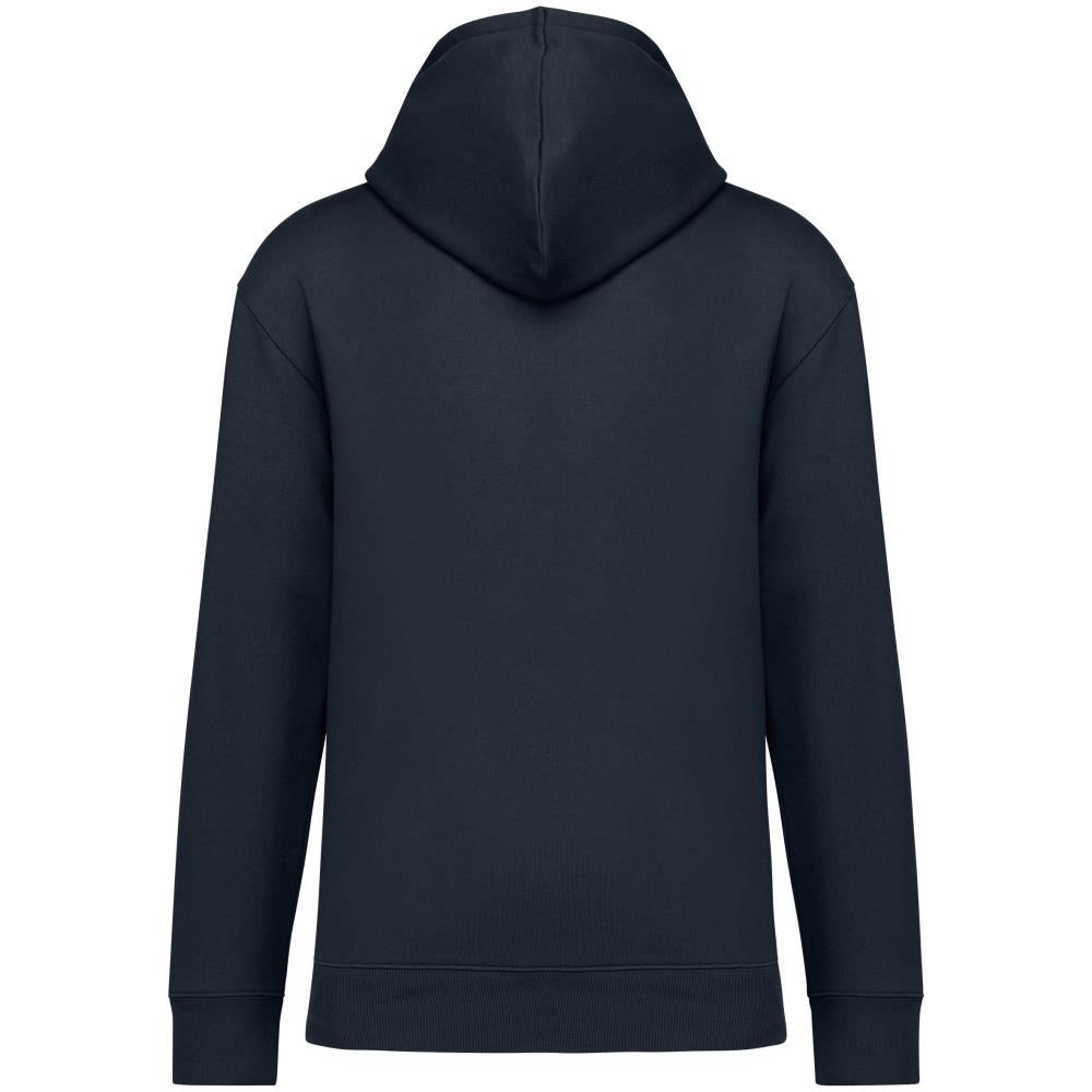 Ecologische sweater met capuchon en afhangende mouwen in geborsteld fleece