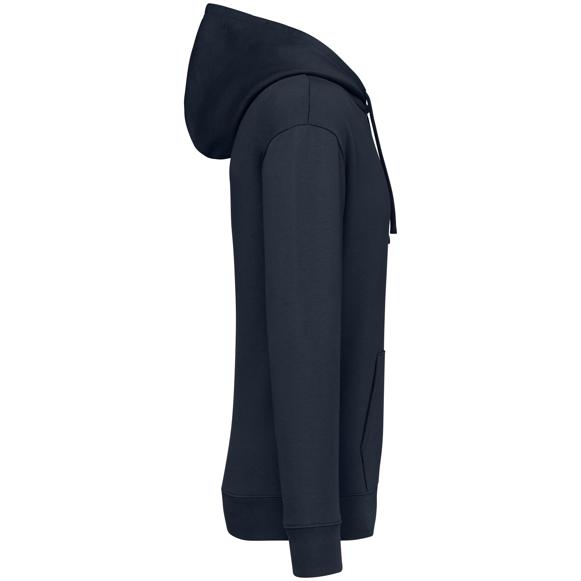 Ecologische sweater met capuchon en afhangende mouwen in geborsteld fleece
