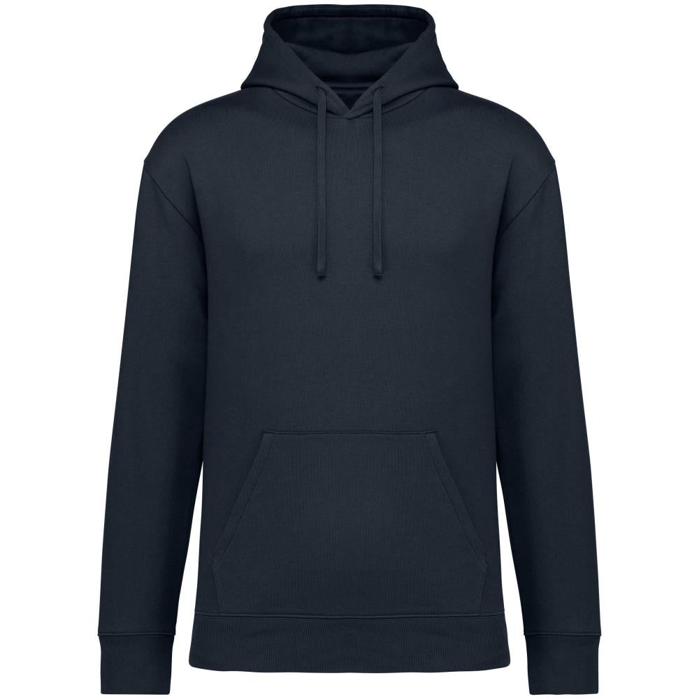 Ecologische sweater met capuchon en afhangende mouwen in geborsteld fleece
