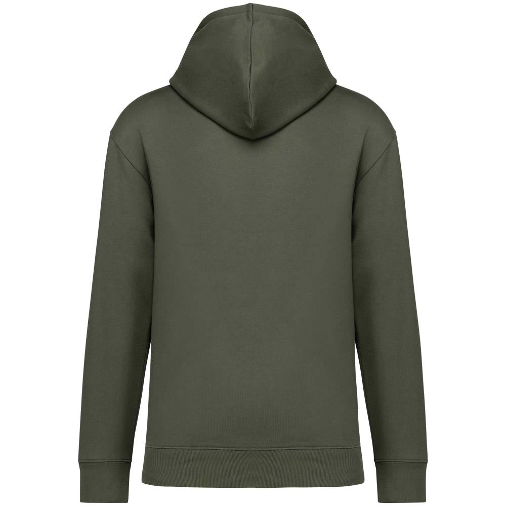Ecologische sweater met capuchon en afhangende mouwen in geborsteld fleece