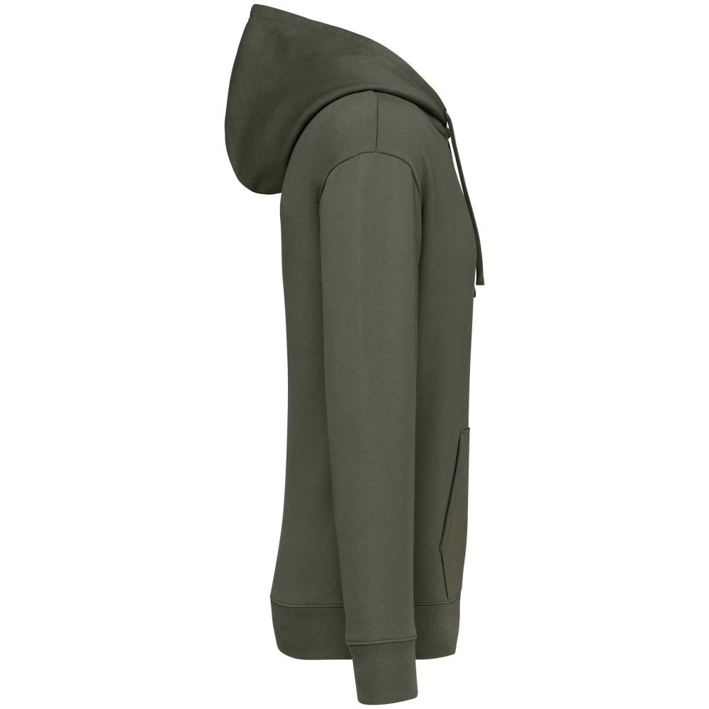 Ecologische sweater met capuchon en afhangende mouwen in geborsteld fleece