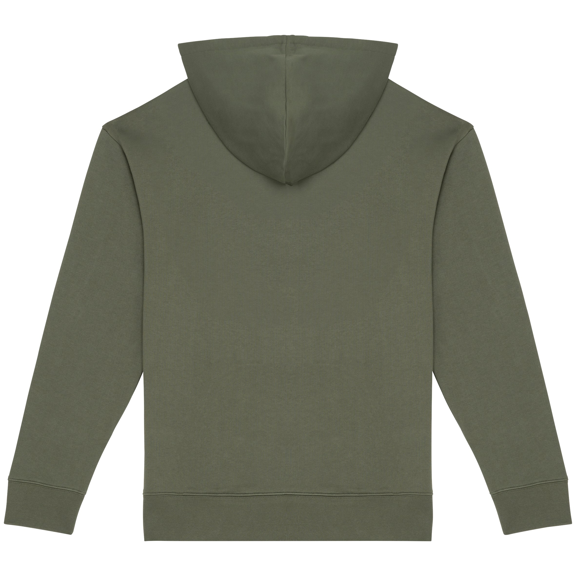 Ecologische sweater met capuchon en afhangende mouwen in geborsteld fleece