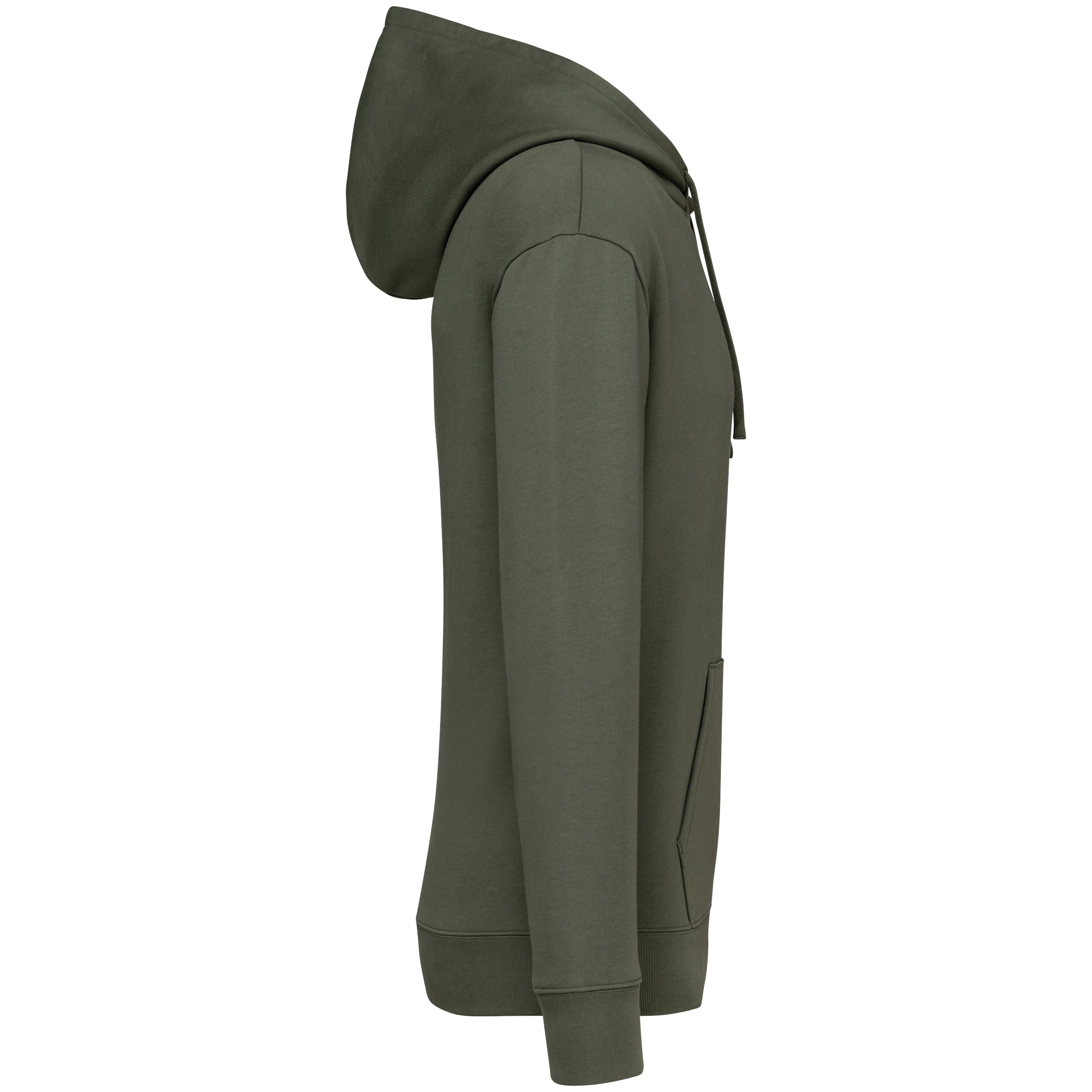 Ecologische sweater met capuchon en afhangende mouwen in geborsteld fleece